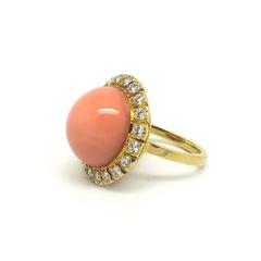 Coral Diamond Halo Ring