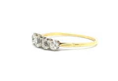Edwardian 18 Carat and Platinum Five-Stone Old Cut Diamond Ring
