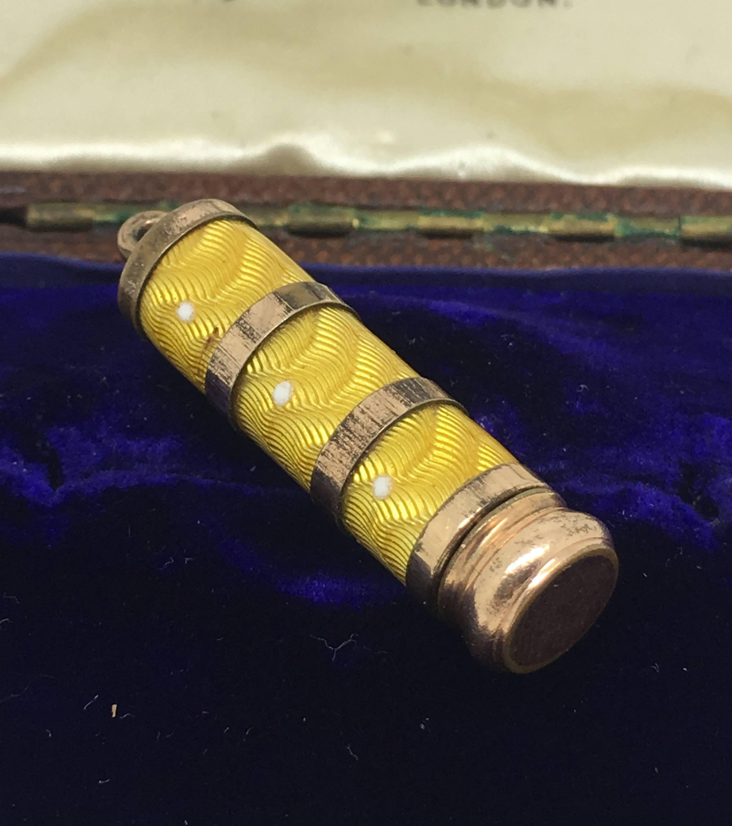 Edwardian Gilt Metal Enamel Propelling Pencil For Sale