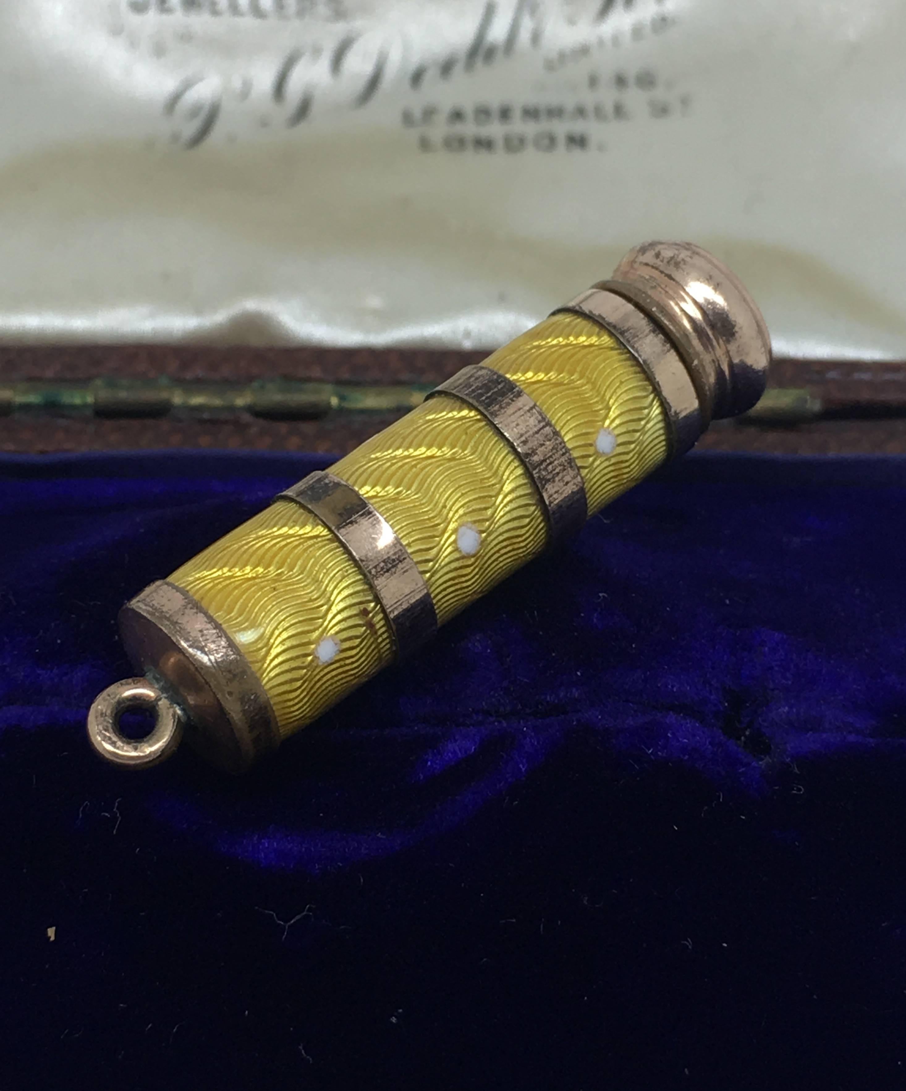 Gilt Metal Enamel Propelling Pencil In Excellent Condition For Sale In Farnham, GB