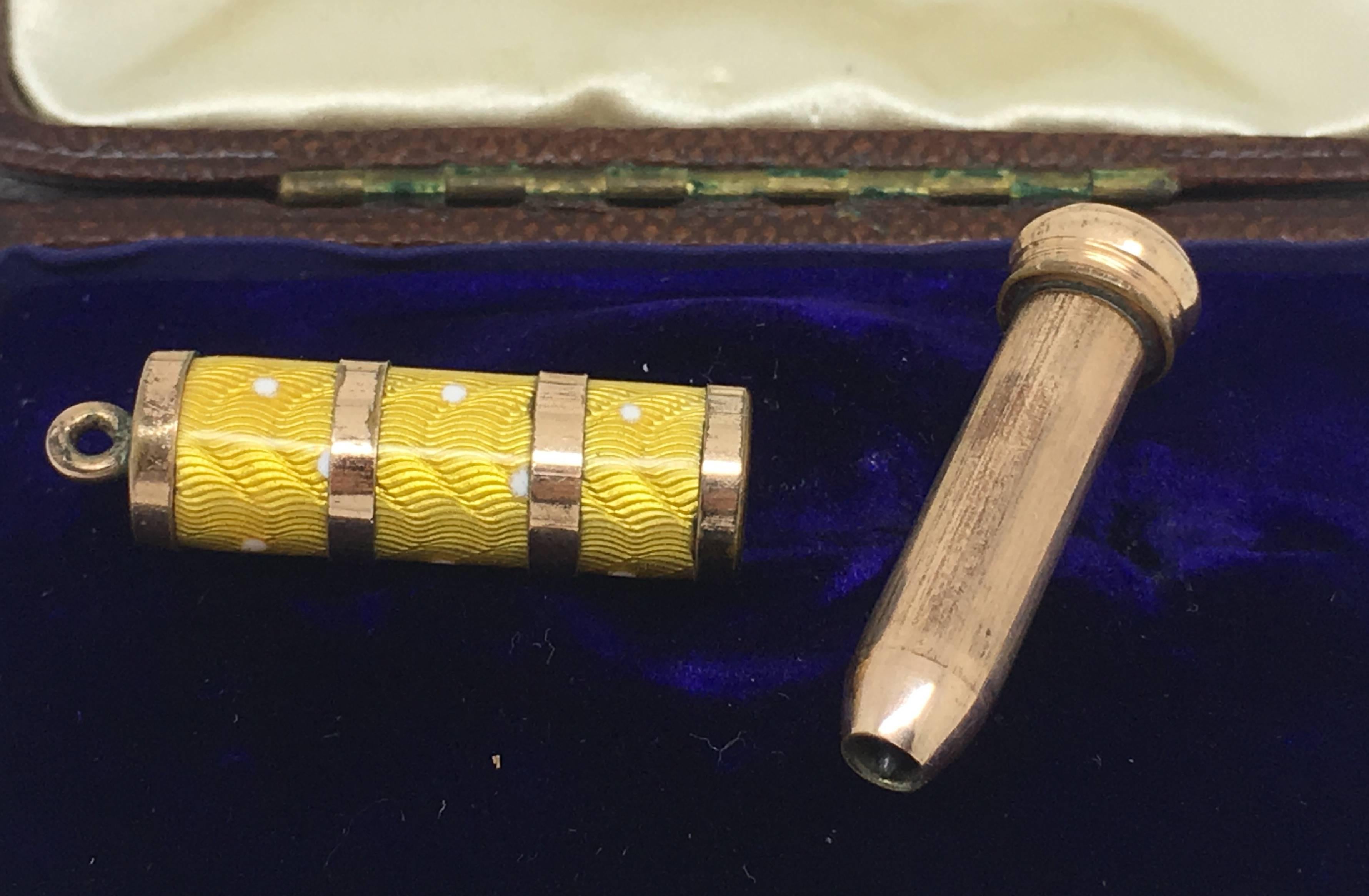 Women's or Men's Gilt Metal Enamel Propelling Pencil For Sale