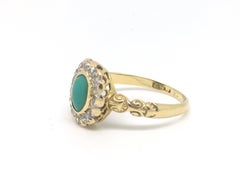 Victorian Turquoise and Diamond Halo Ring