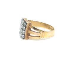 Victorian 15 Carat Gold Pearl Panel Ring