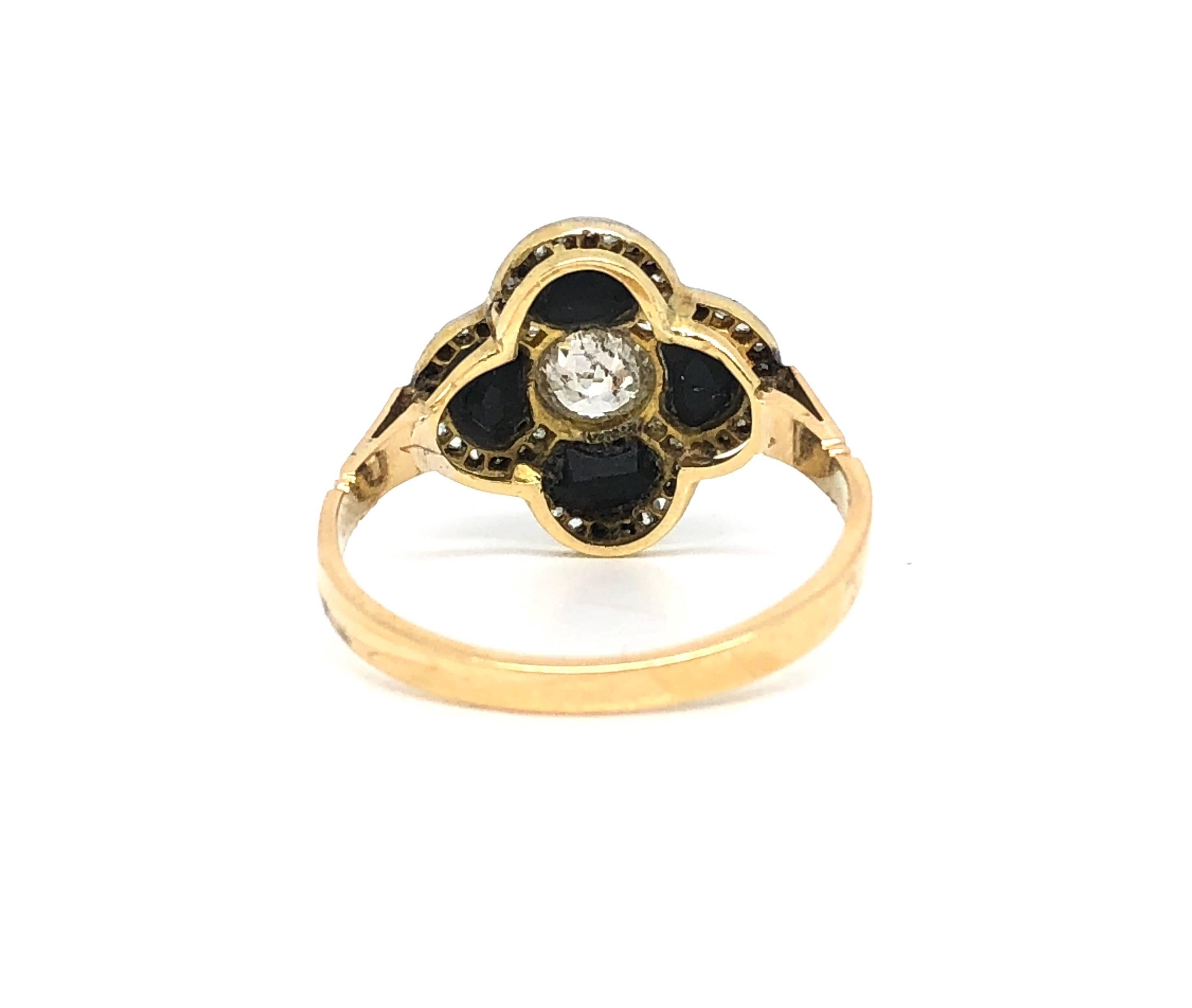 Art Deco Onyx and Diamond Ring In Excellent Condition For Sale In Farnham, GB