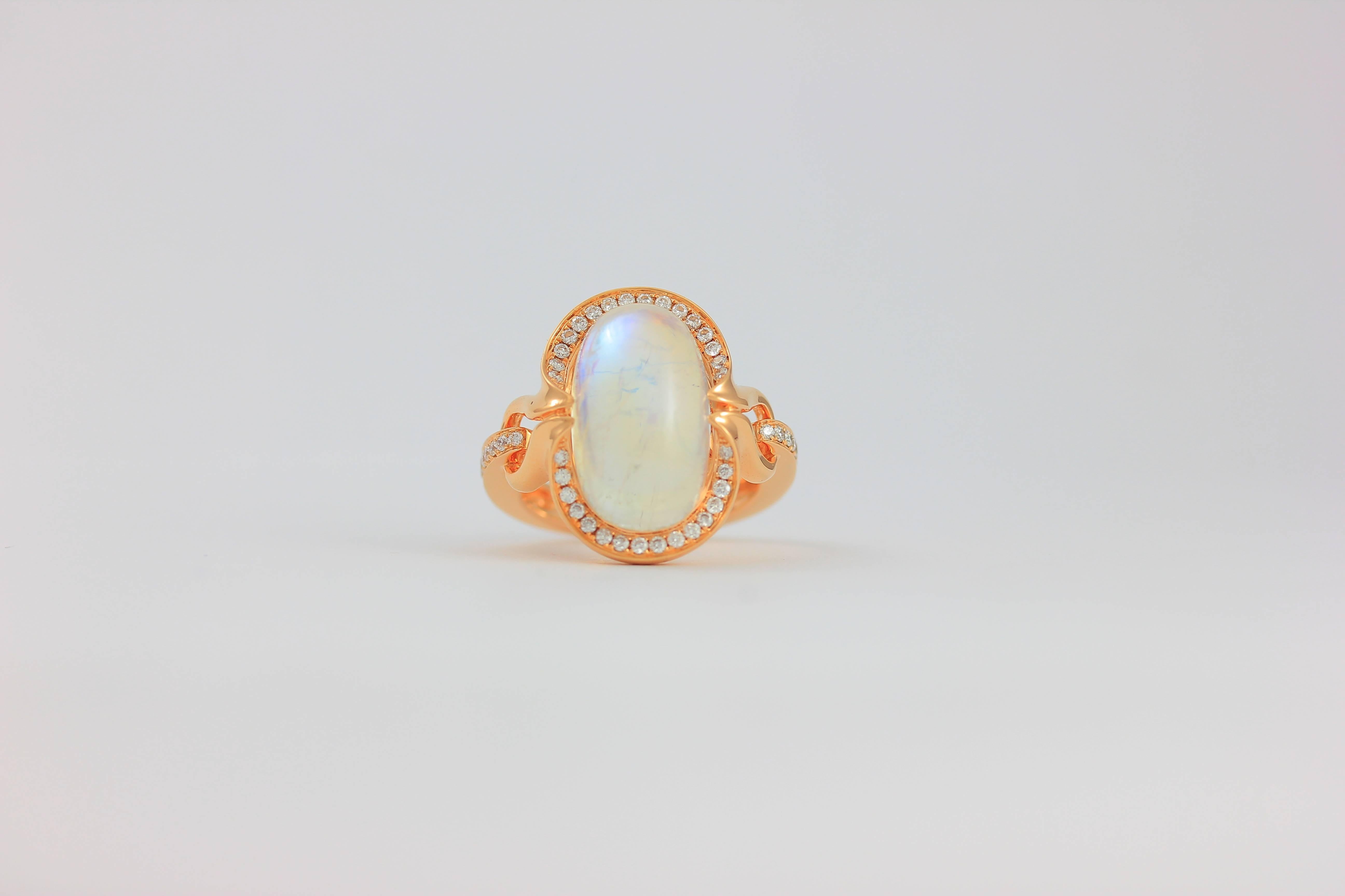 Frederic Sage 11.74 Carat Moonstone & Diamond Cocktail Ring In New Condition In New York, NY