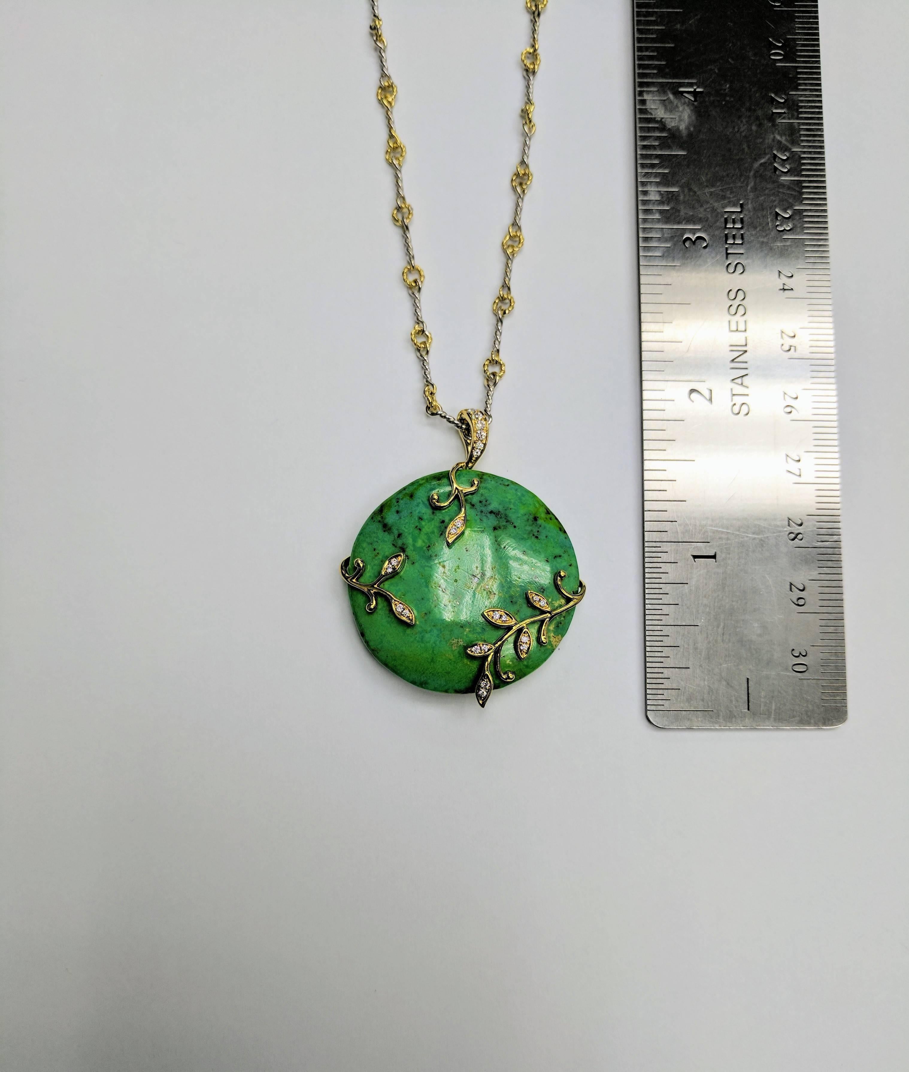 Contemporary Frederic Sage Green Turquoise Pendant Necklace