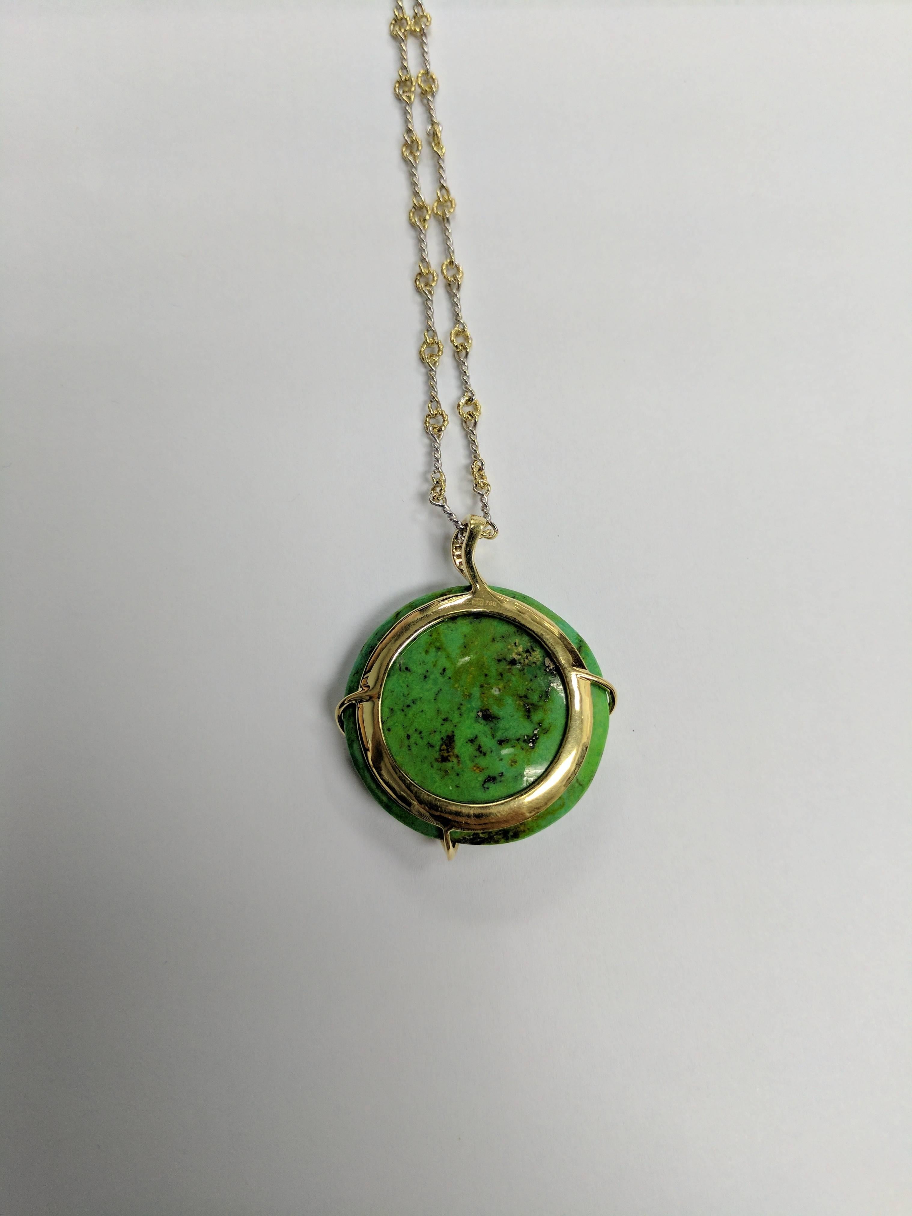 Frederic Sage Green Turquoise Pendant Necklace In New Condition In New York, NY