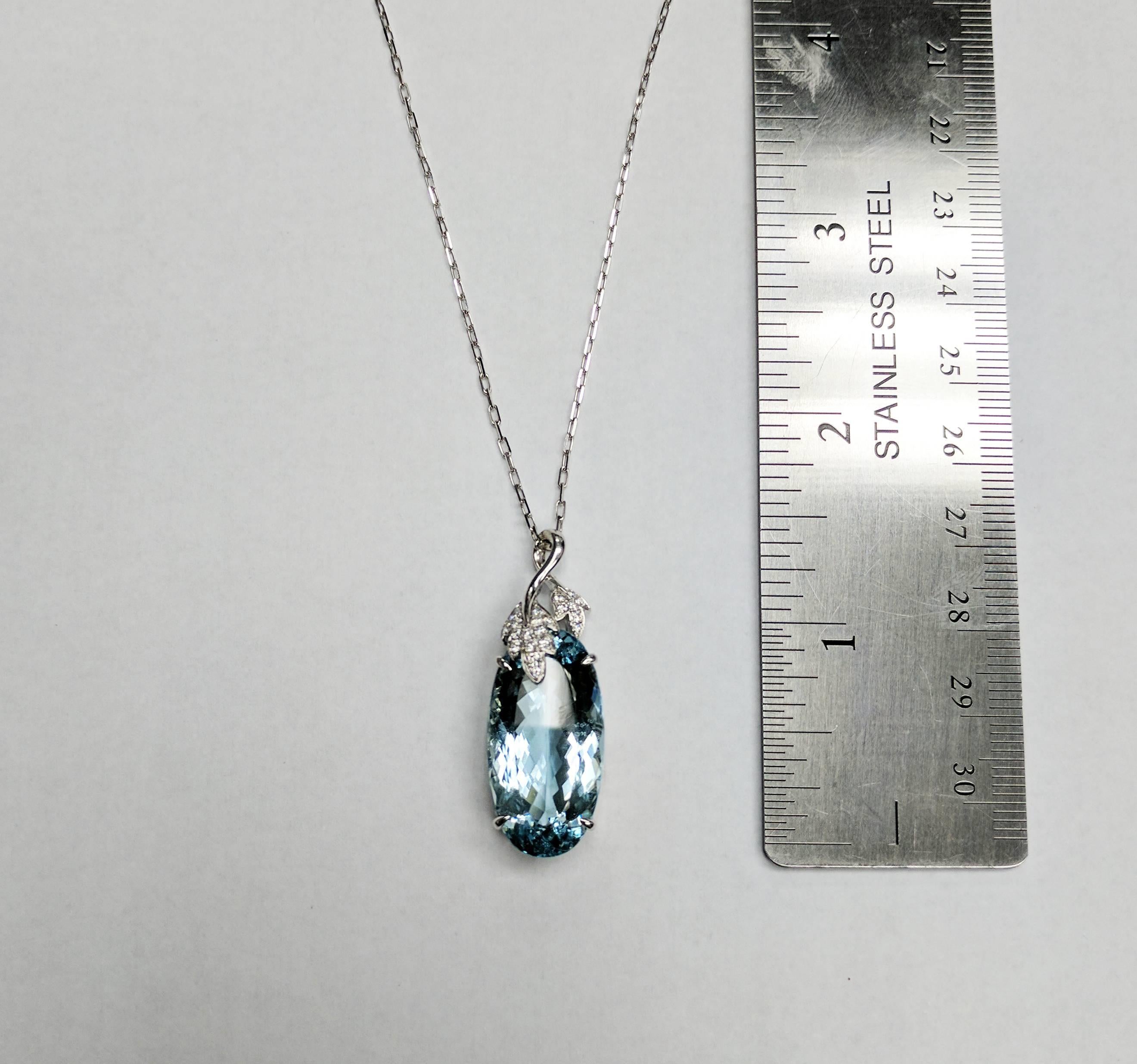 Women's or Men's Frederic Sage 17.77 Carat Aquamarine Diamond Pendant with Chain