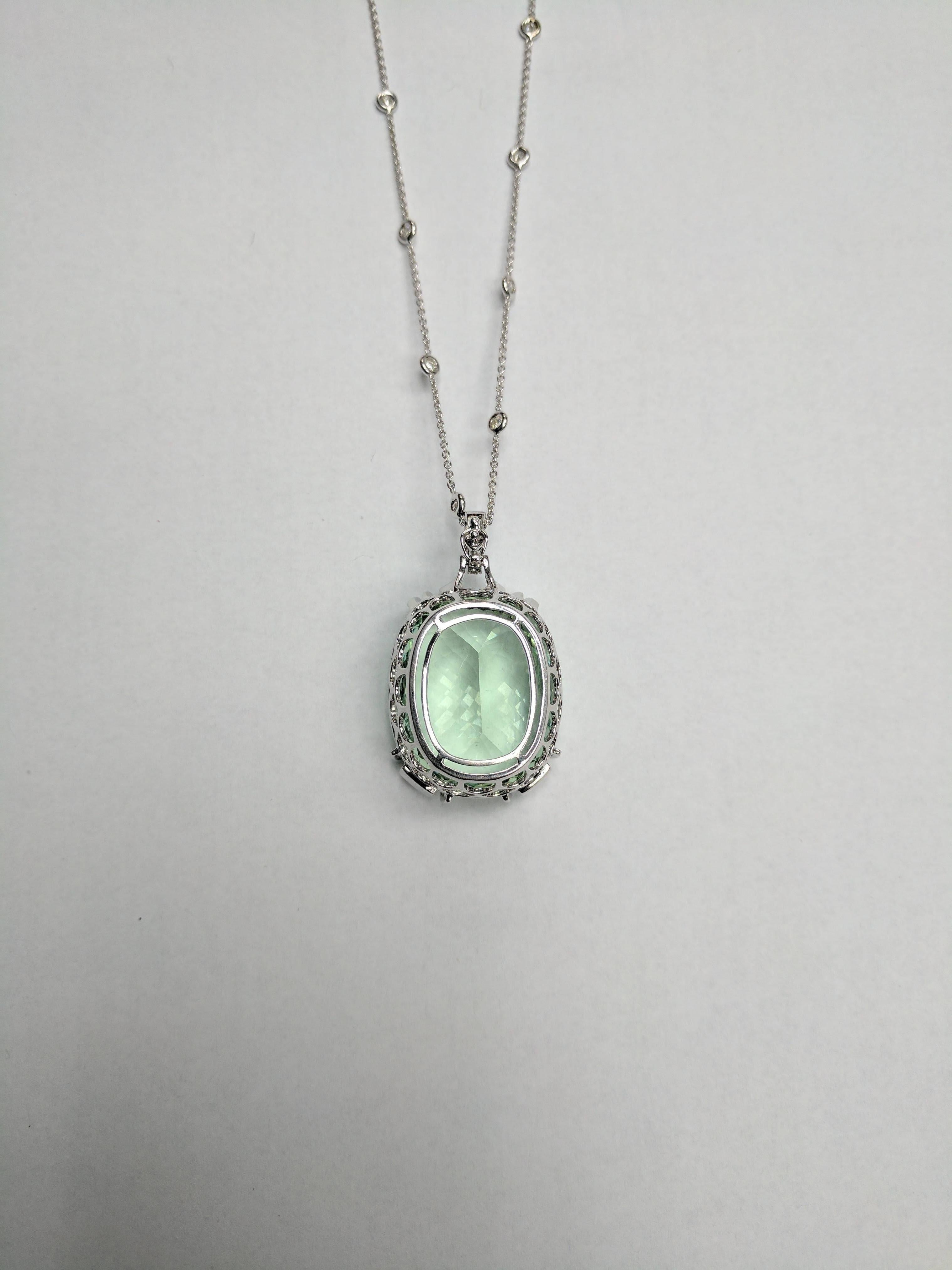 Contemporary Frederic Sage 76.83 Carat Green Beryl Diamond Pendant Necklace Diamond Chain For Sale