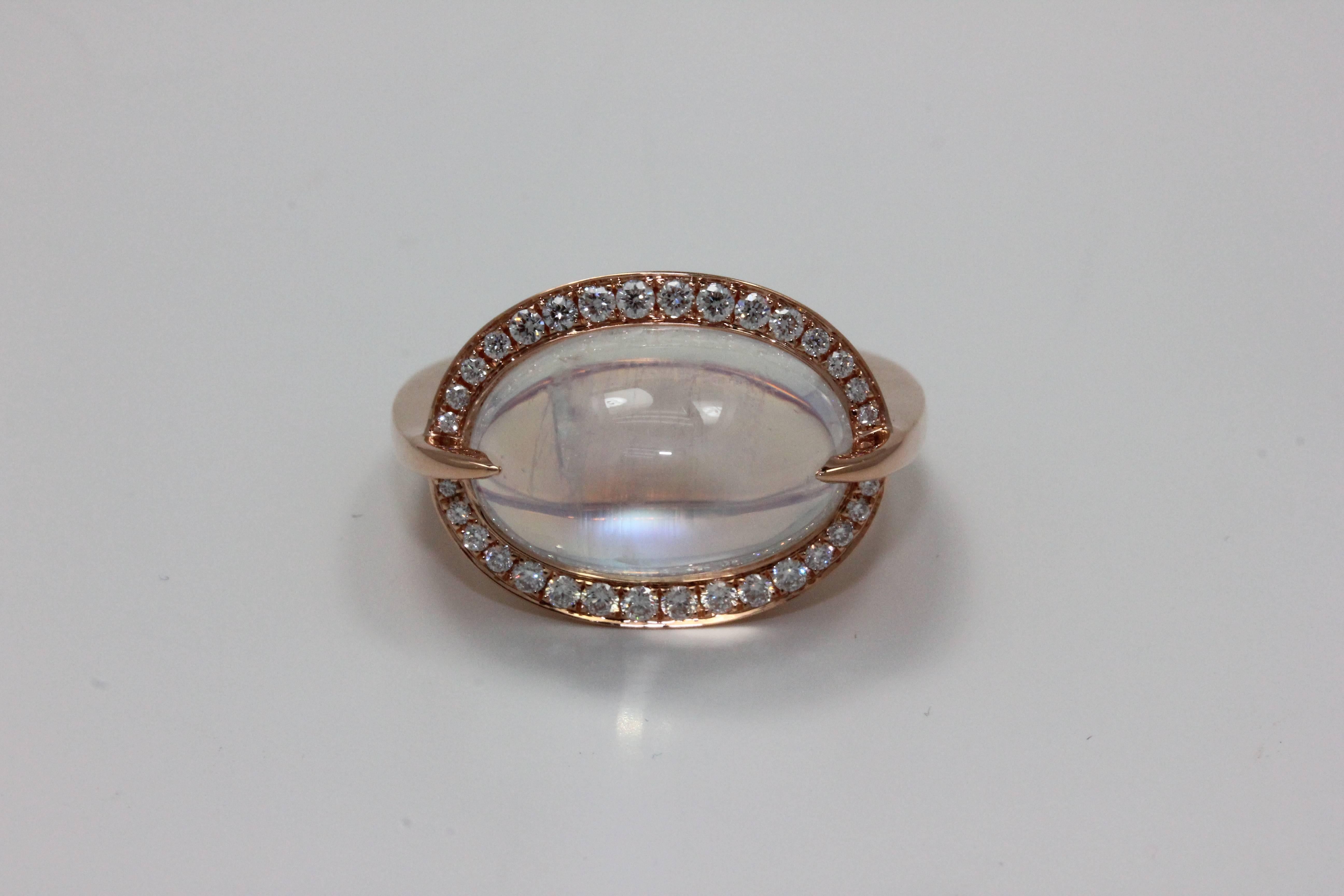 Frederic Sage 11.40 Carat Rainbow Moonstone Diamond Cocktail Ring In New Condition In New York, NY