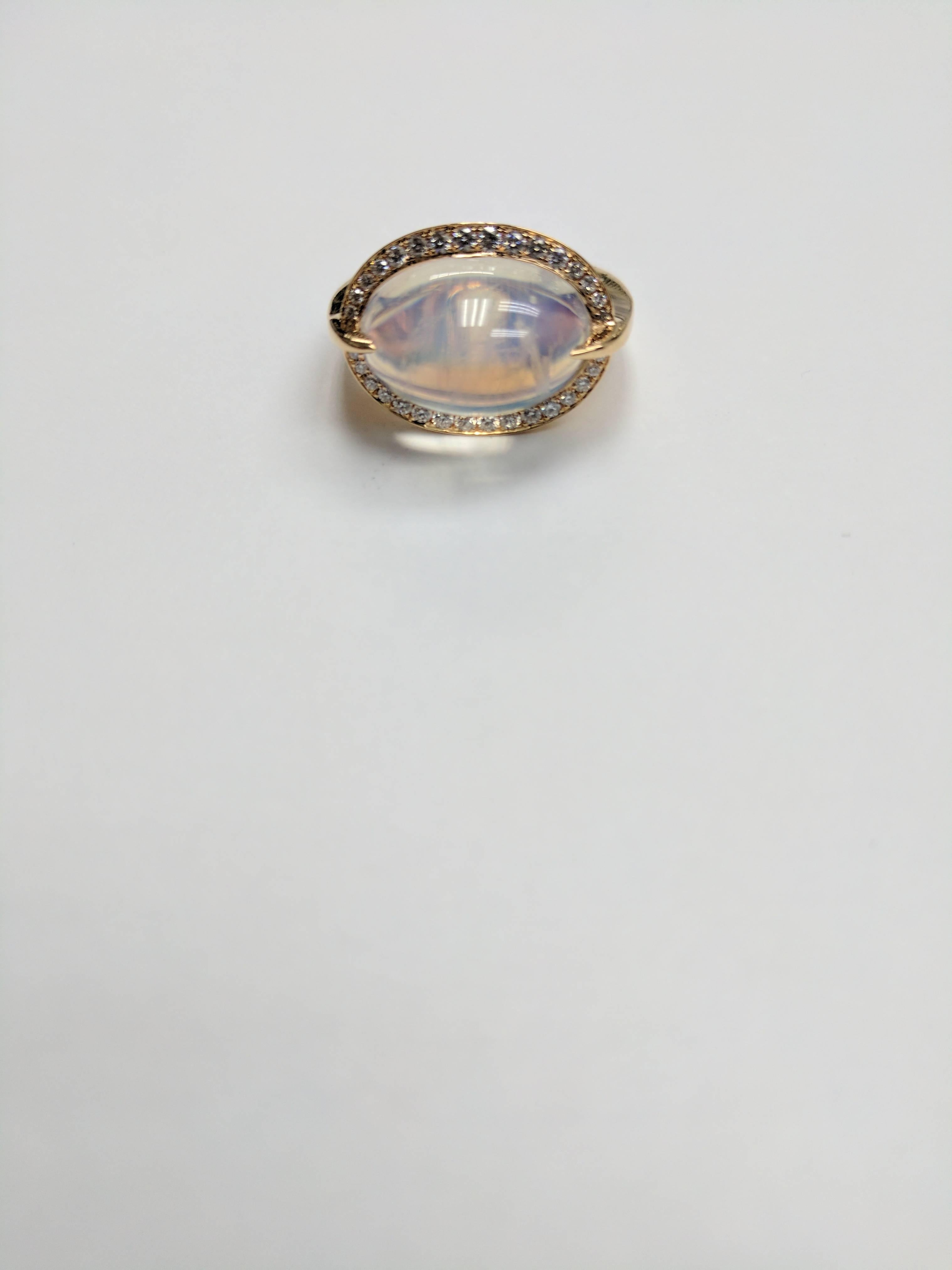 Women's or Men's Frederic Sage 11.40 Carat Rainbow Moonstone Diamond Cocktail Ring