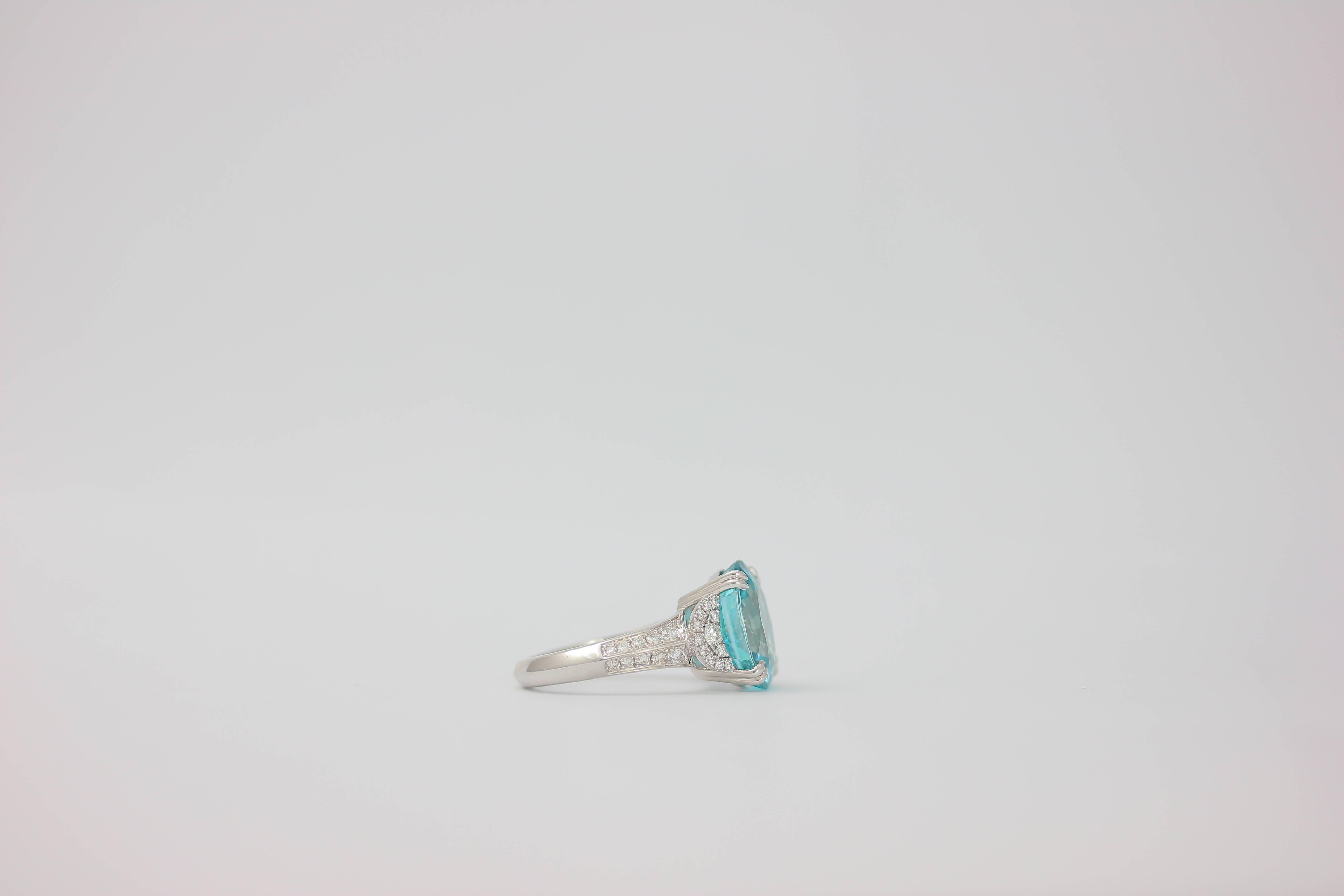 Contemporary Frederic Sage 10.59 Carat Blue Zircon Diamond White Gold Cocktail Ring