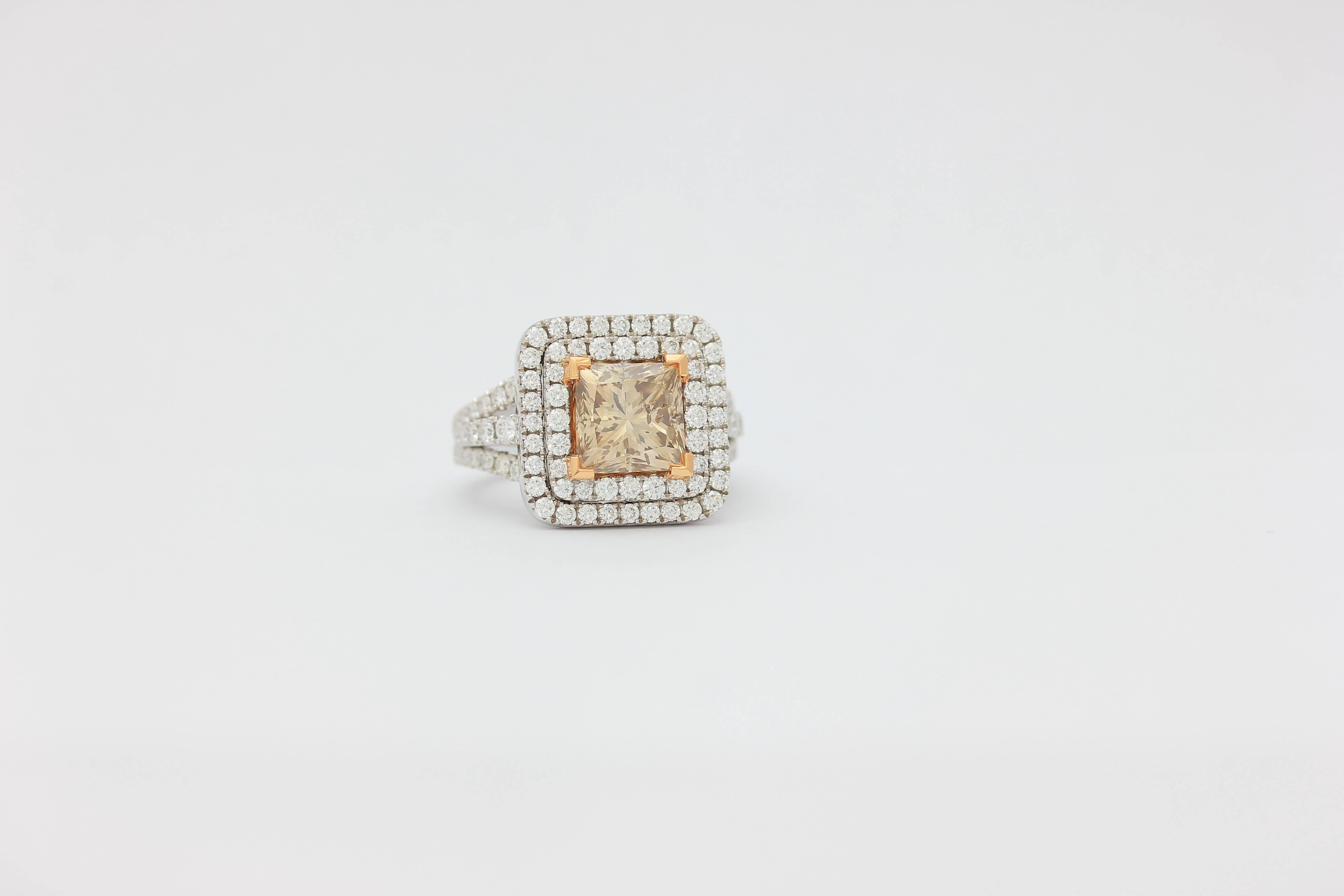 Frederic Sage 4.13 Carat Brown Diamond White Gold Engagement Cocktail Ring In New Condition For Sale In New York, NY