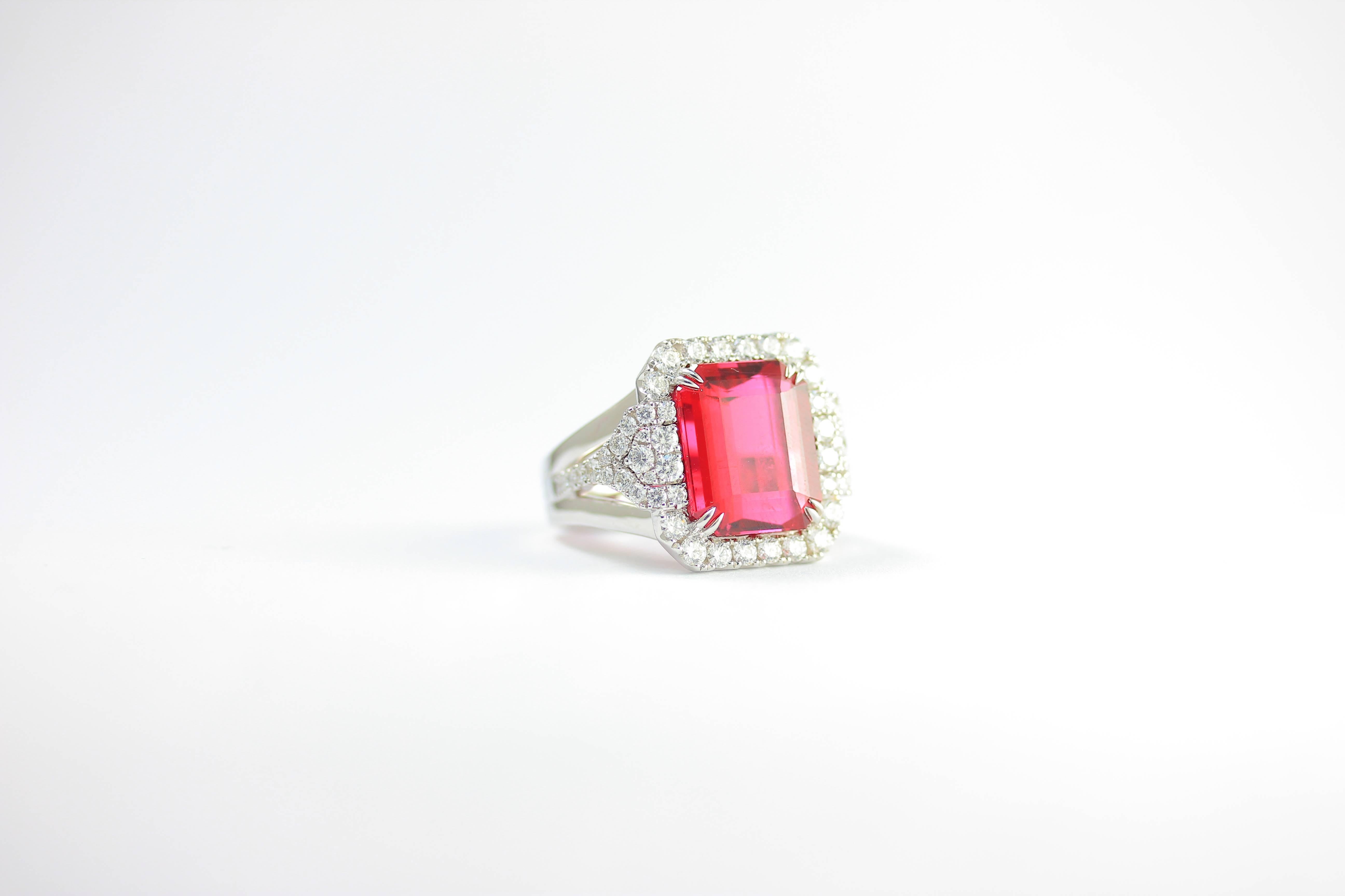 Frederic Sage 10.19 Fine Rubellite Diamond White Gold One of a Kind Ring In New Condition In New York, NY