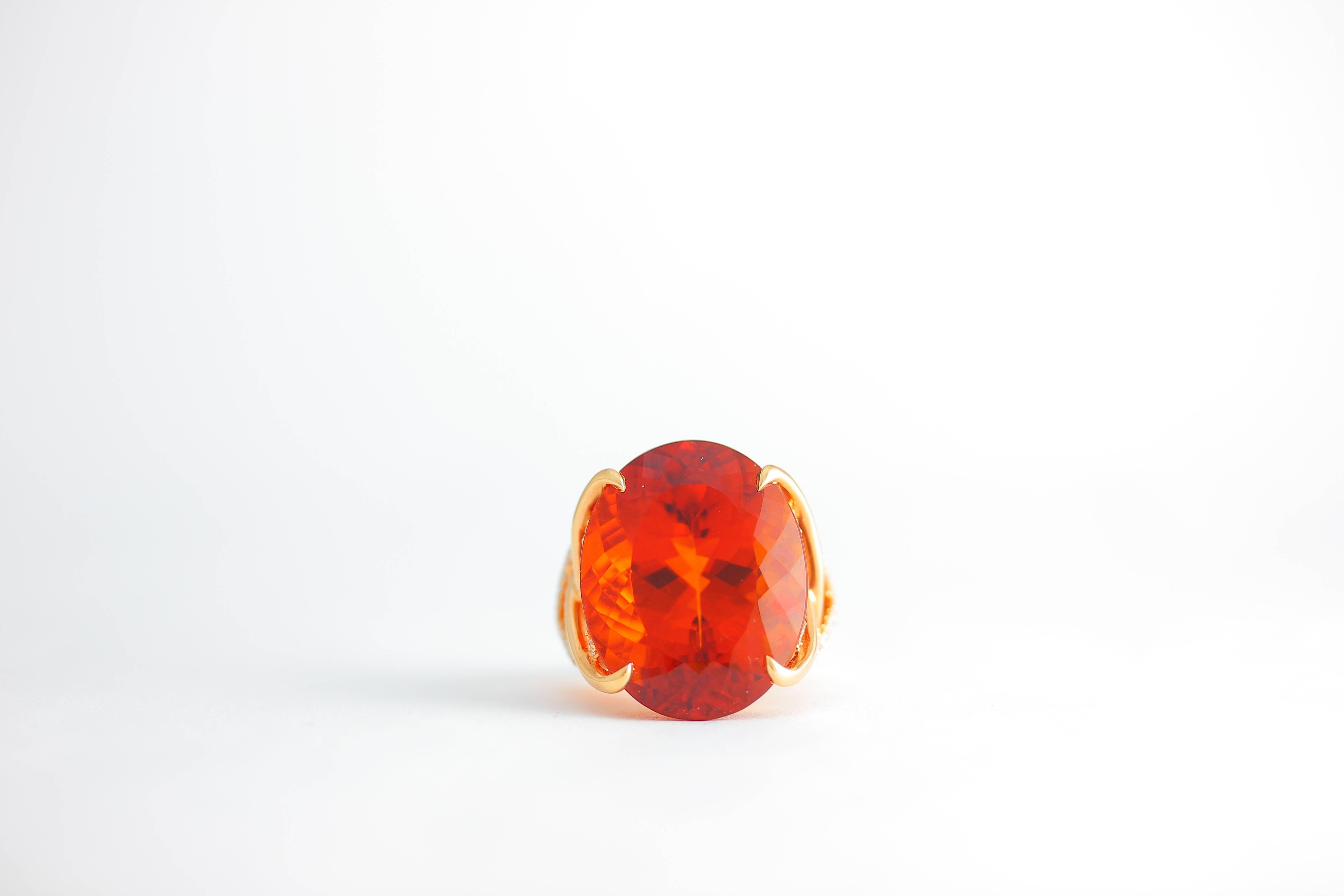 Contemporary Frederic Sage 31.30 Carat Madeira Citrine Diamond Cocktail Ring For Sale