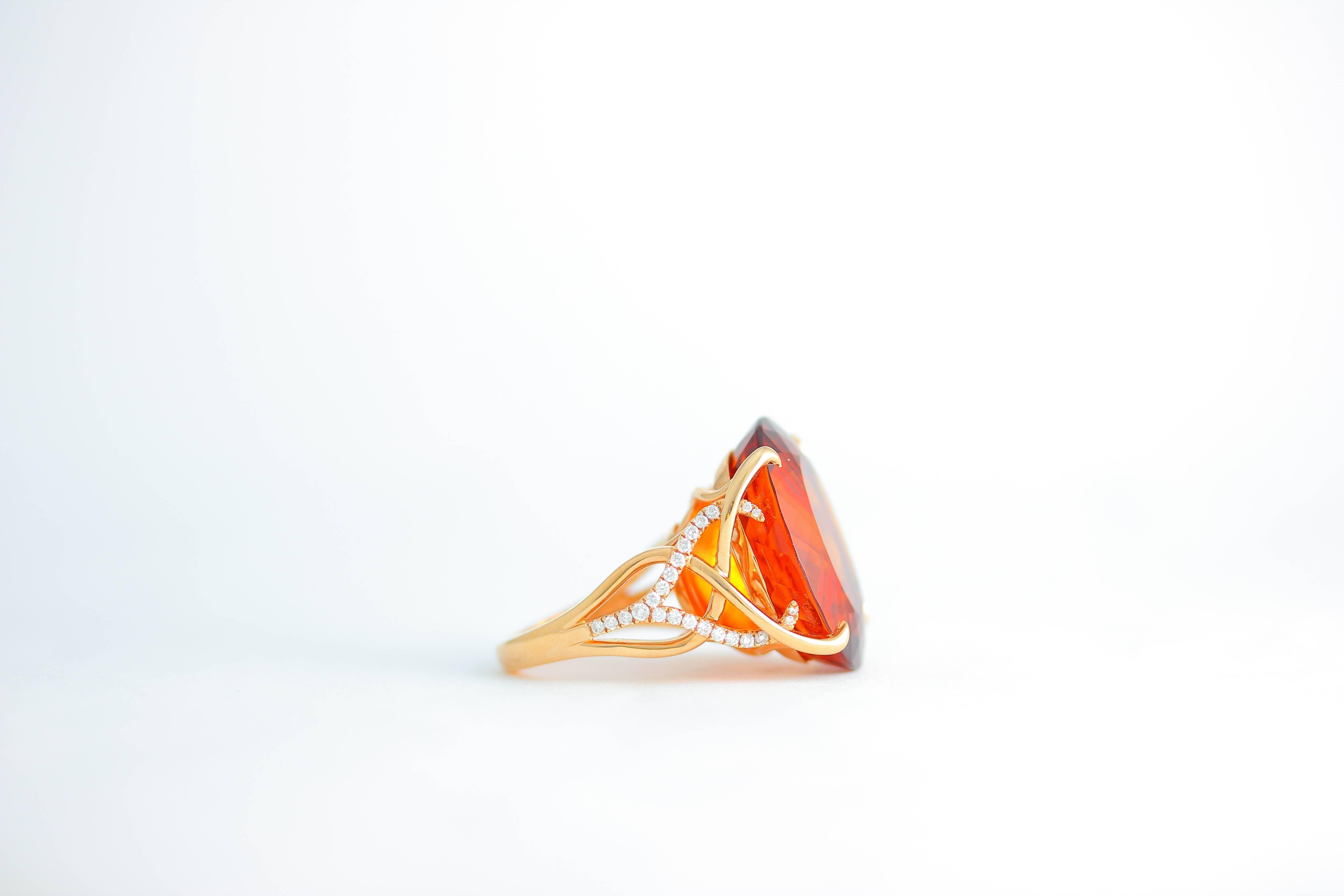 Frederic Sage 31.30 Carat Madeira Citrine Diamond Cocktail Ring In New Condition For Sale In New York, NY