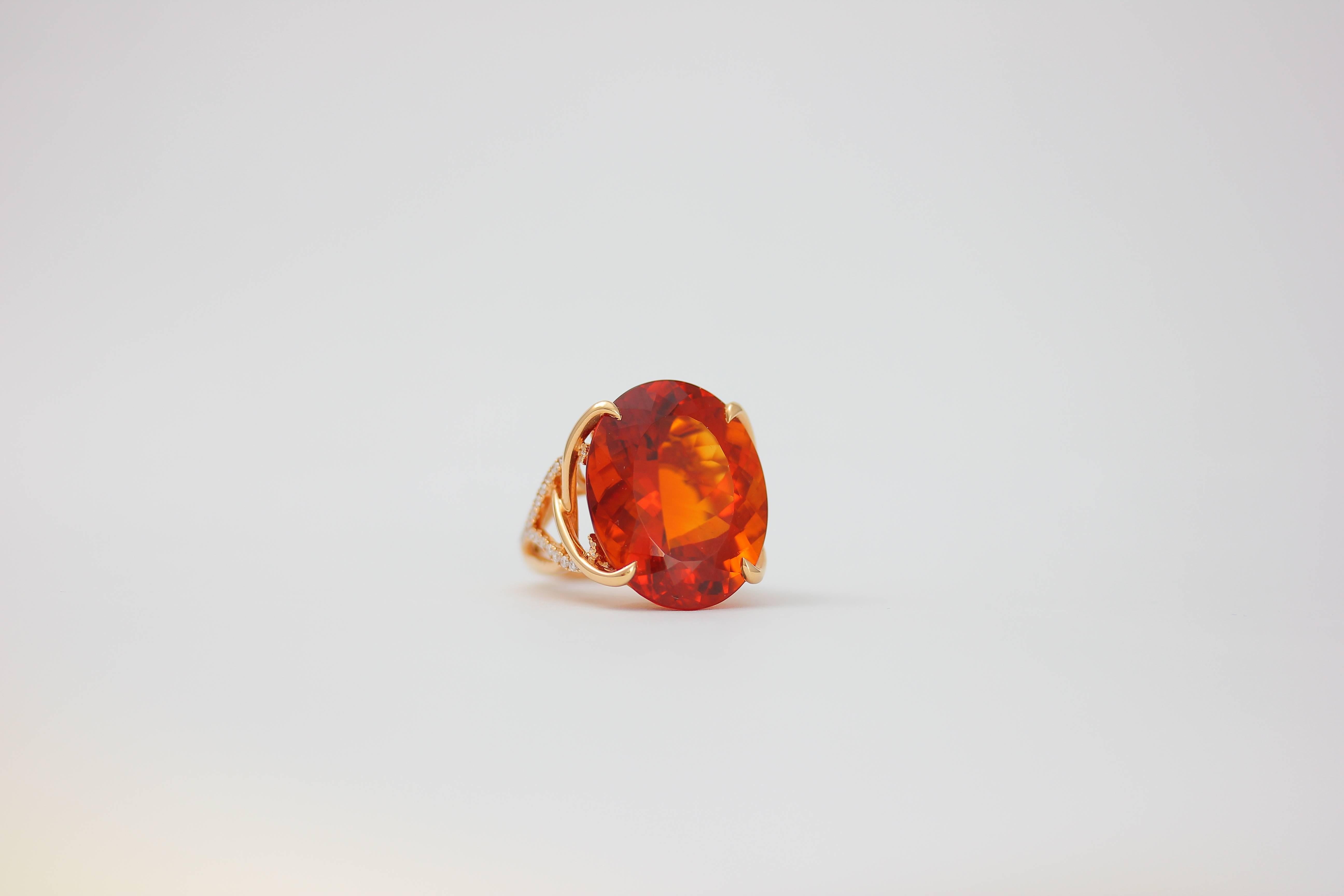 Women's or Men's Frederic Sage 31.30 Carat Madeira Citrine Diamond Cocktail Ring For Sale