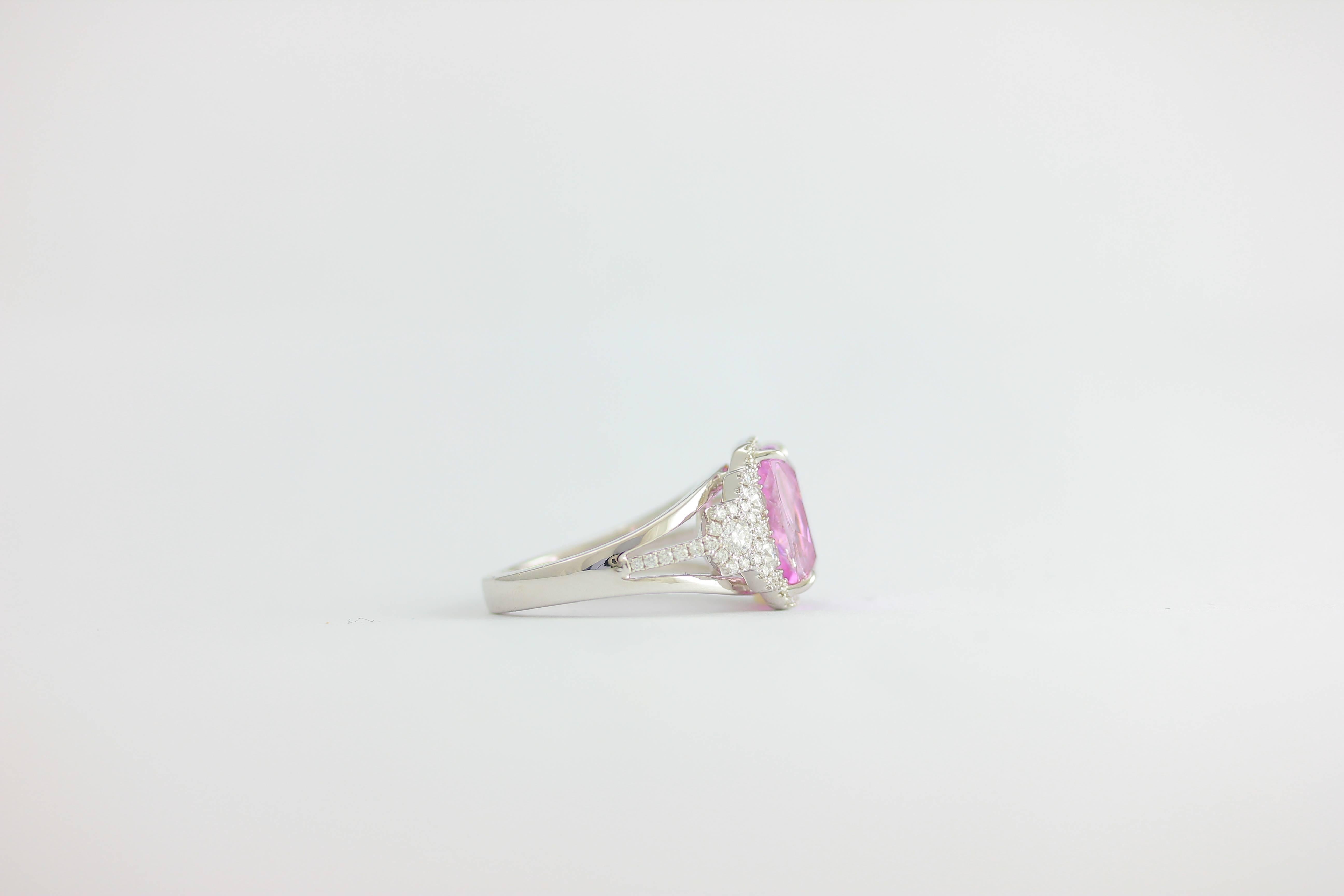 Contemporary Frederic Sage 6.43 Carat Fine Kunzite Diamond White Gold Ring