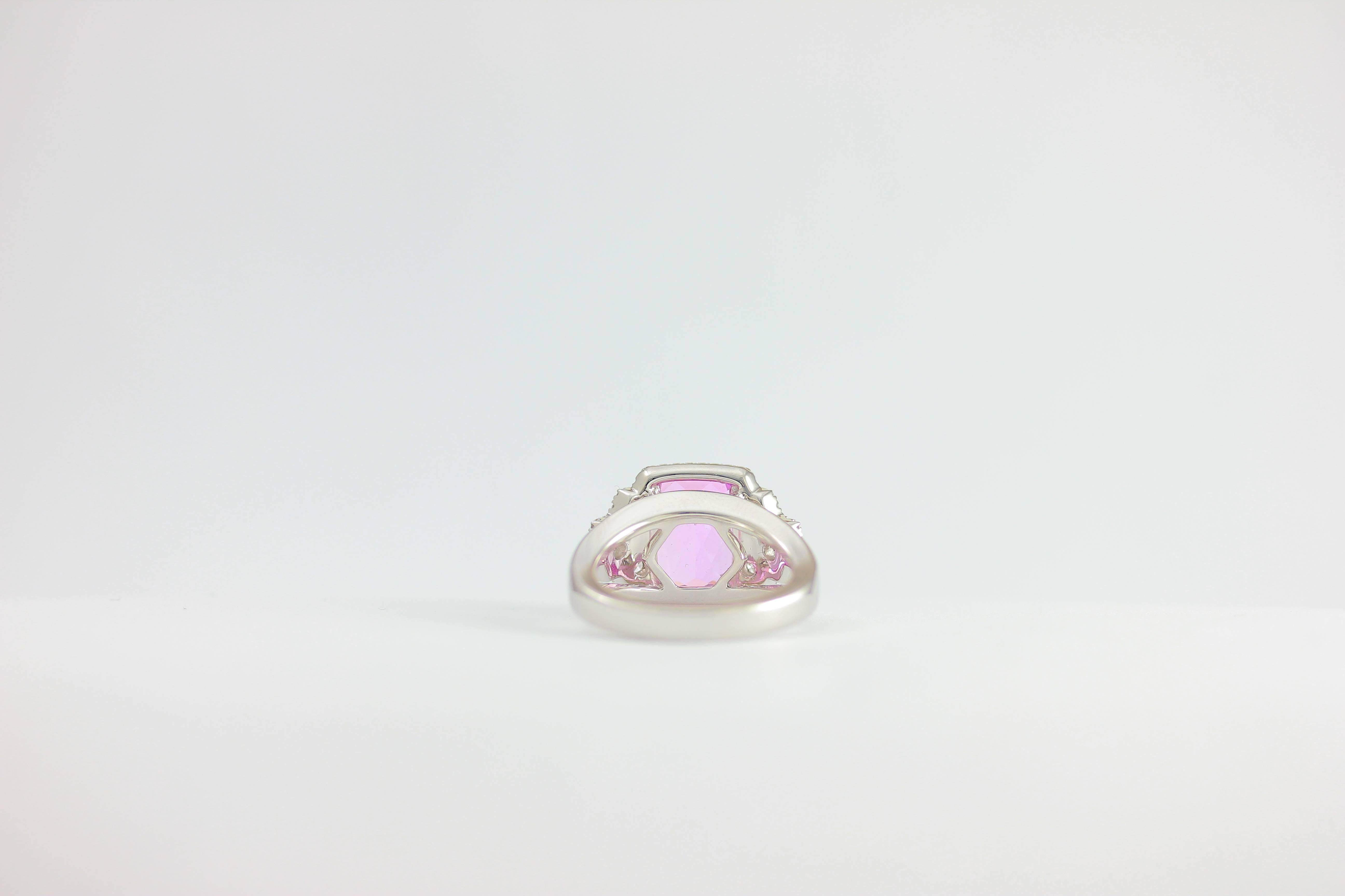 Frederic Sage 6.43 Carat Fine Kunzite Diamond White Gold Ring In New Condition In New York, NY