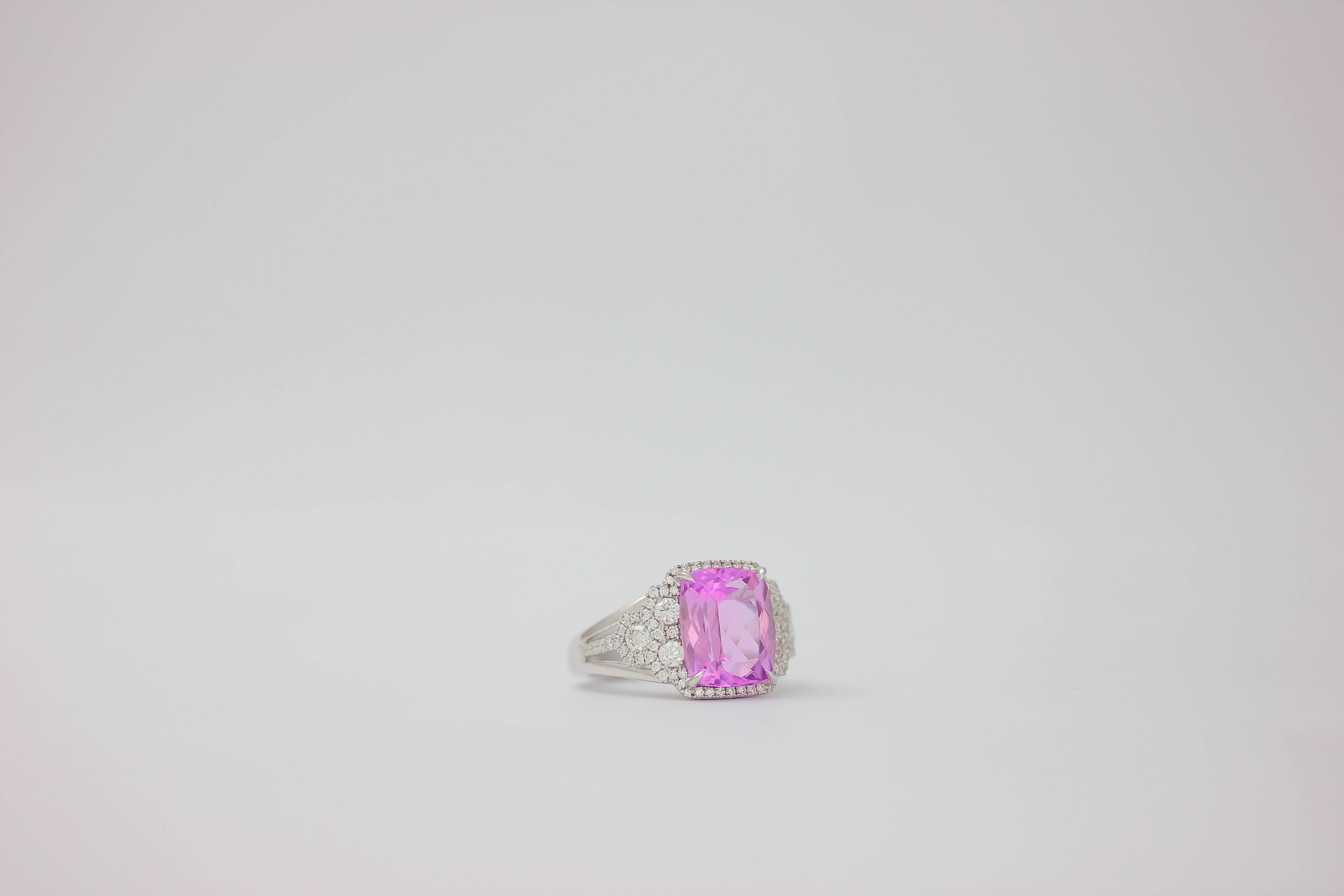 Frederic Sage 6.43 Carat Fine Kunzite Diamond White Gold Ring 1