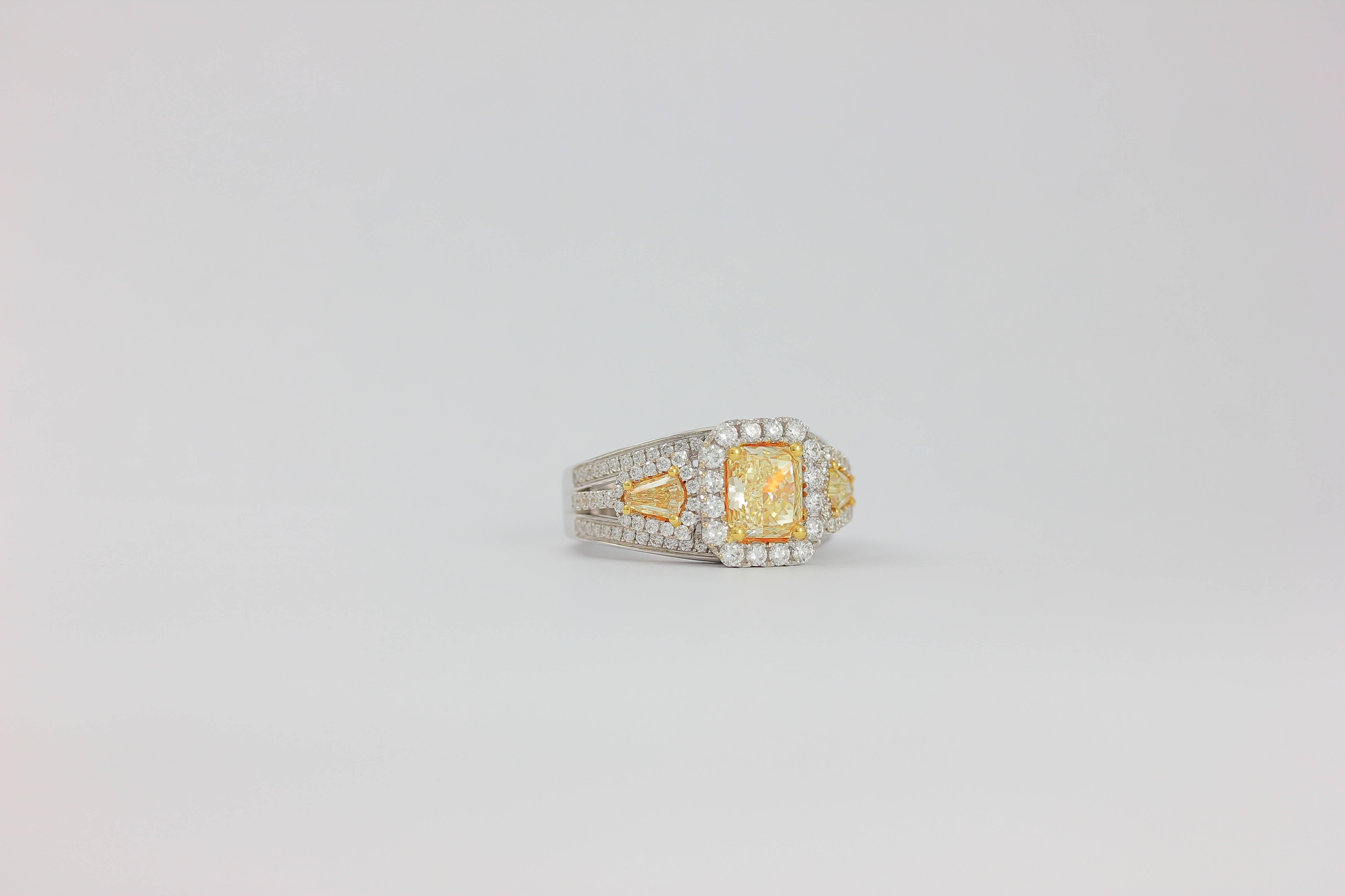 Contemporary Frederic Sage 1.78 Carat Yellow and White Diamonds Ring