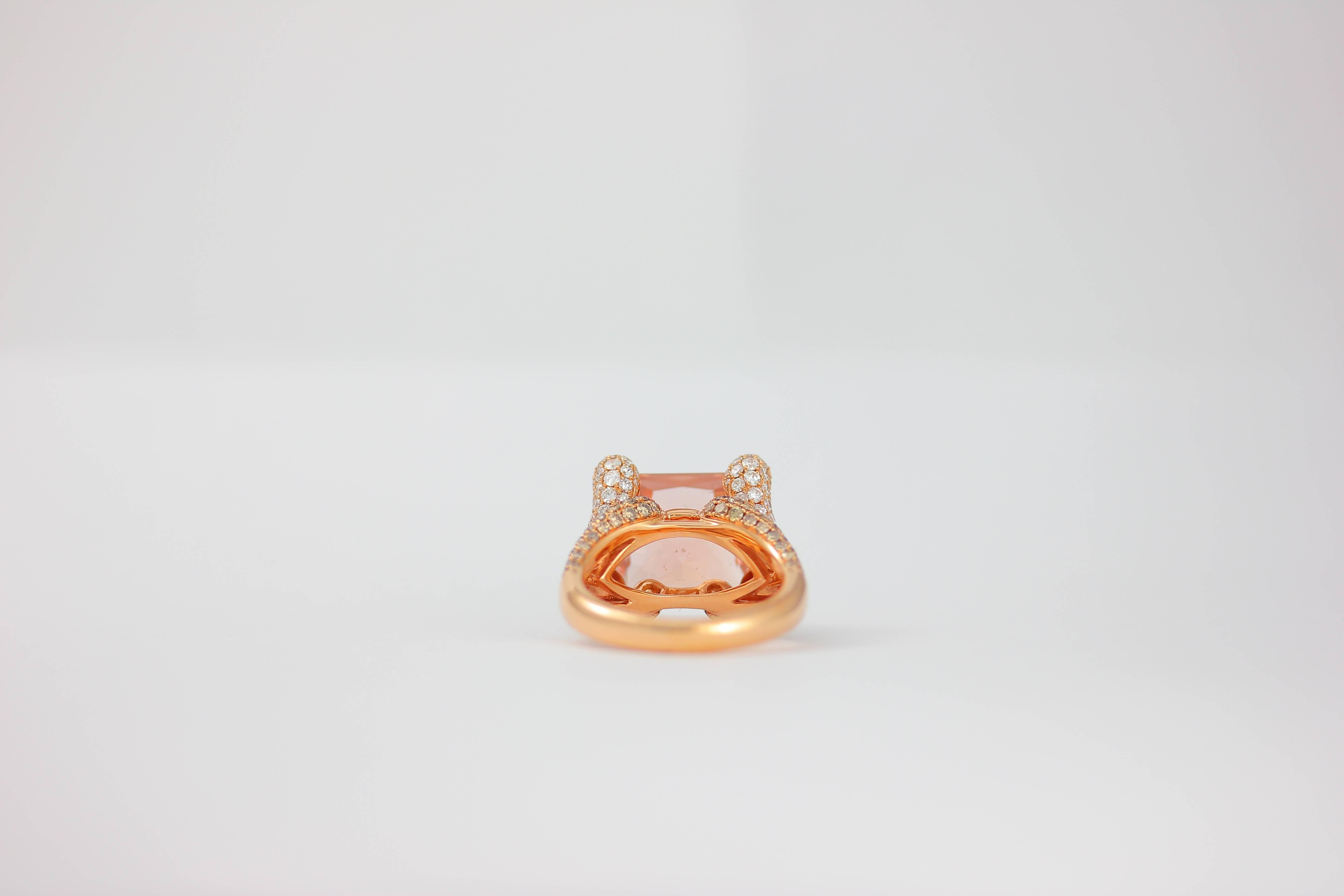 Frederic Sage 9.46 Carat Morganite Diamond Cocktail Ring In New Condition In New York, NY