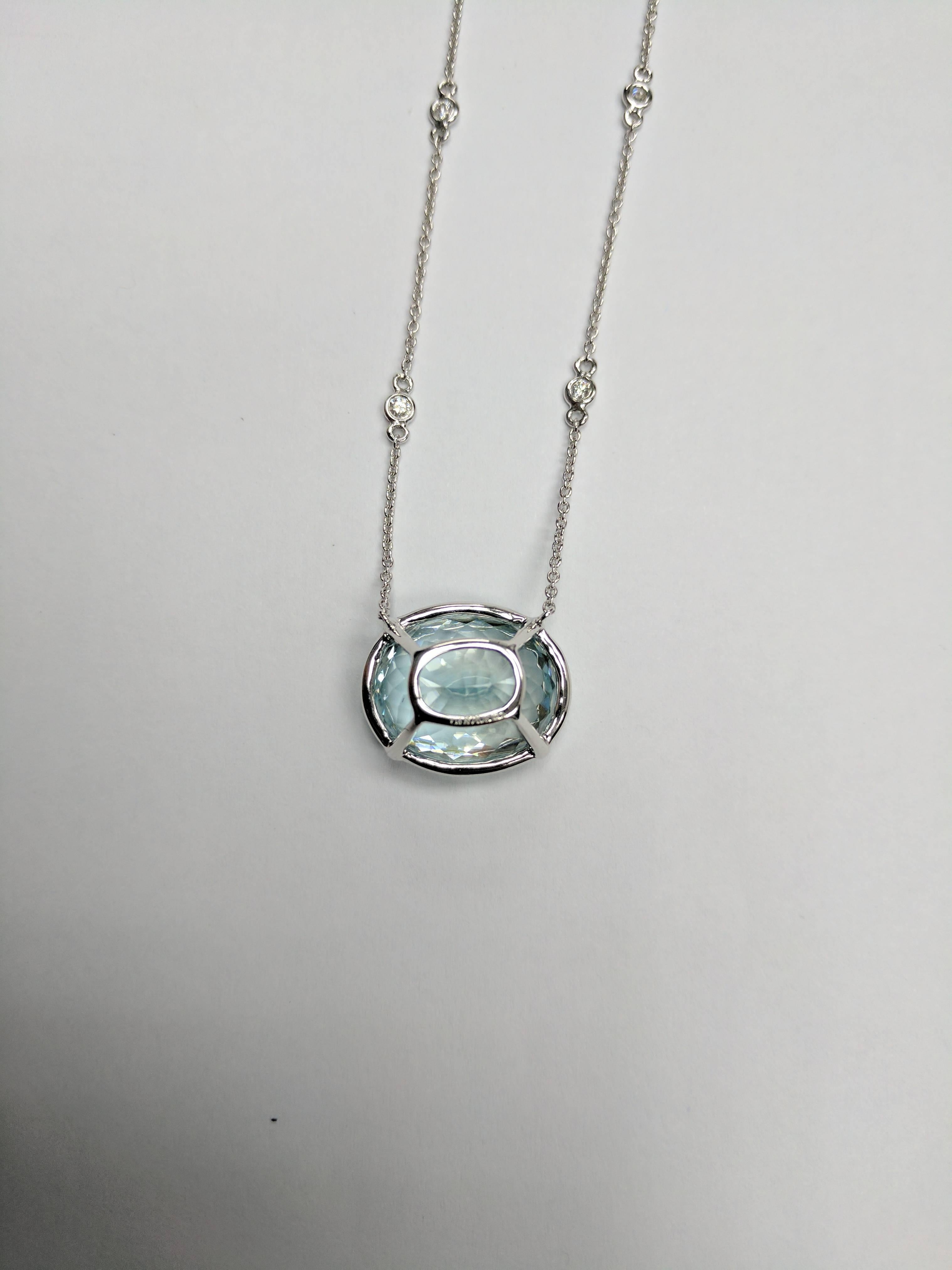 Frederic Sage 25.54 Carat Blue Zircon Diamond and Pendant Necklace In New Condition In New York, NY