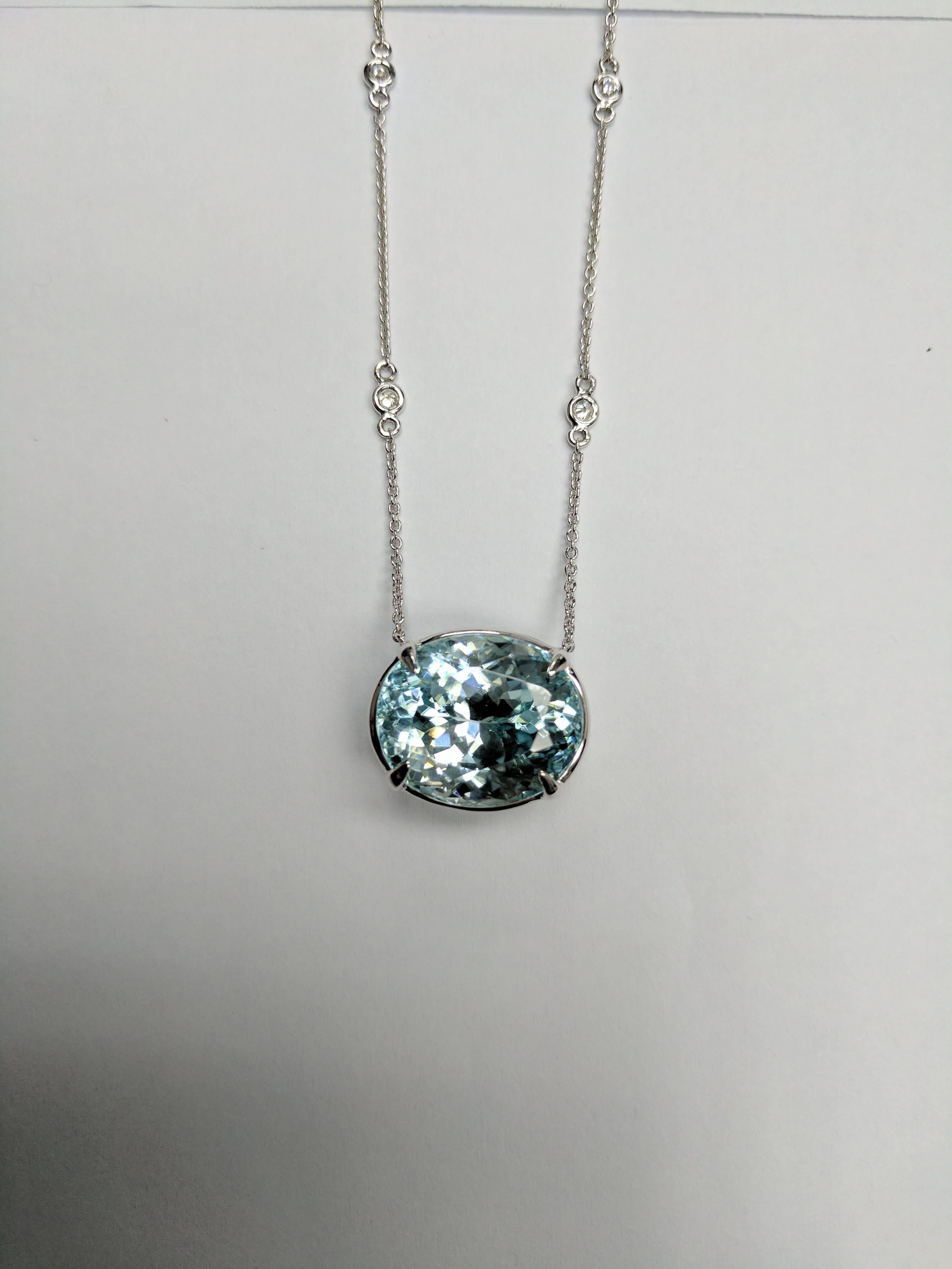 Women's or Men's Frederic Sage 25.54 Carat Blue Zircon Diamond and Pendant Necklace