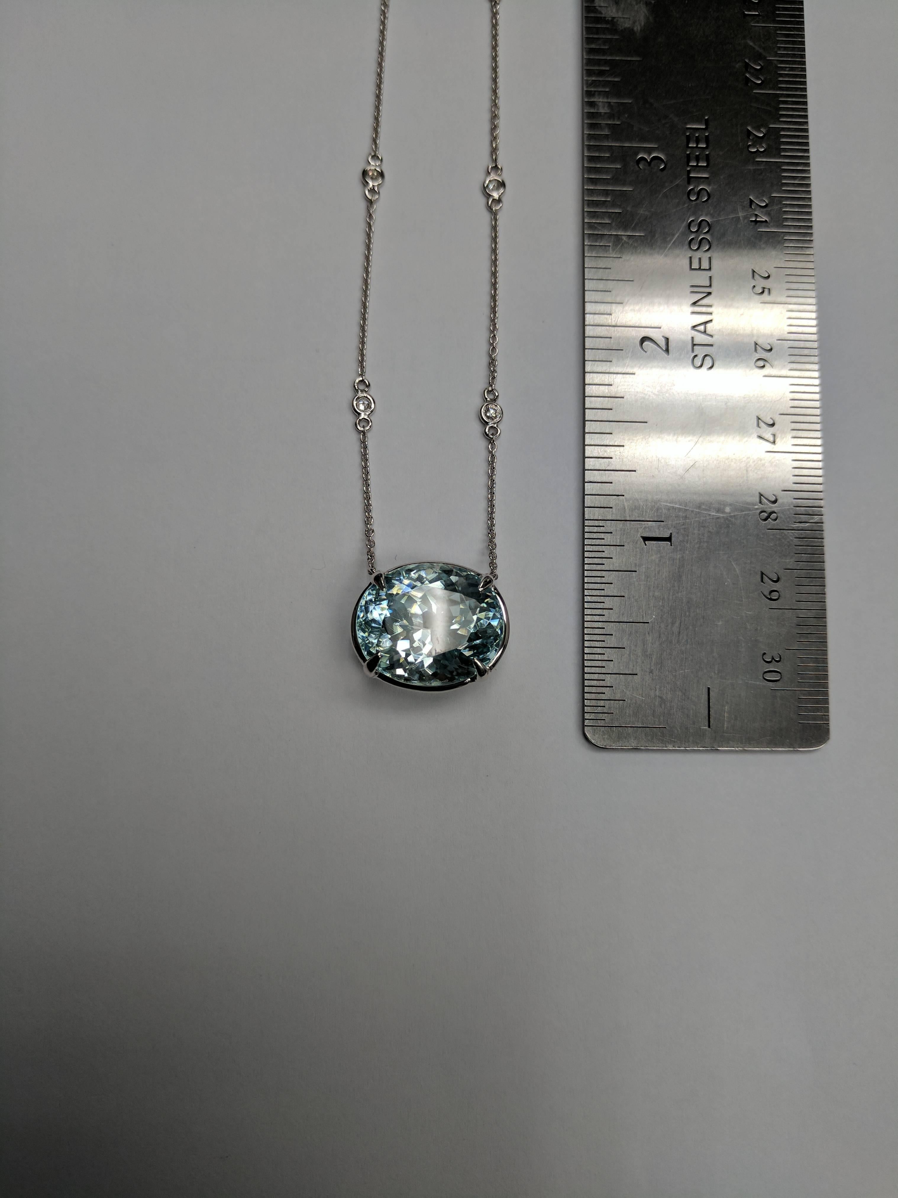 Frederic Sage 25.54 Carat Blue Zircon Diamond and Pendant Necklace 1