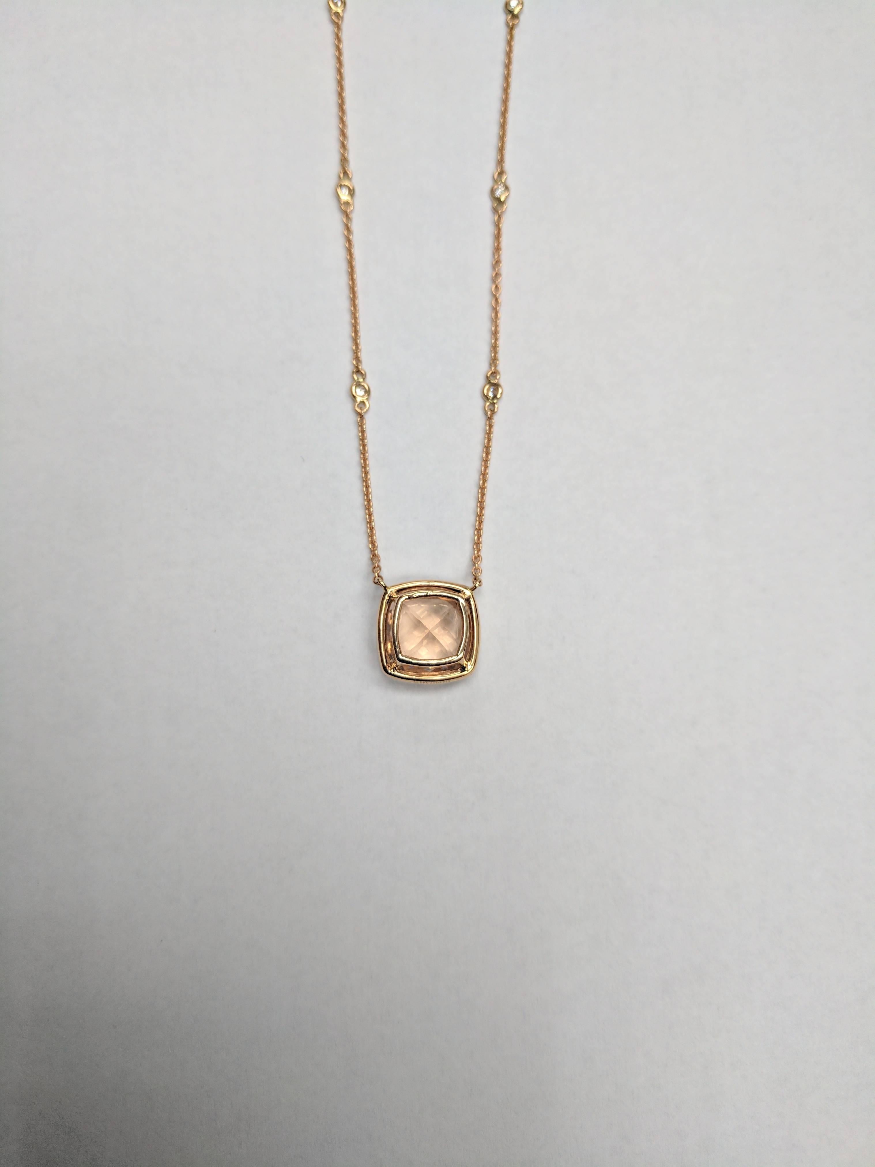 Contemporary Frederic Sage 5.45 Carat Morganite Diamond Pendant Necklace
