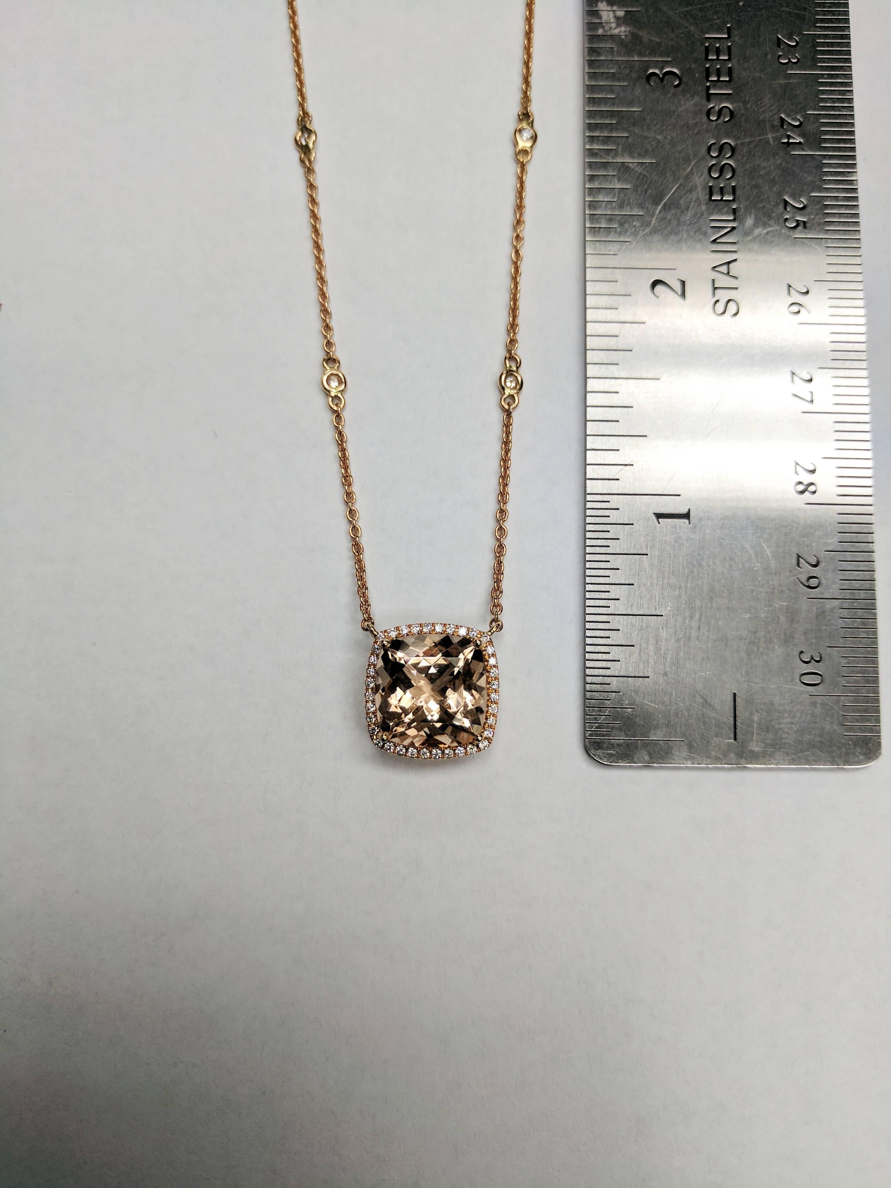 Frederic Sage 5.45 Carat Morganite Diamond Pendant Necklace In New Condition In New York, NY