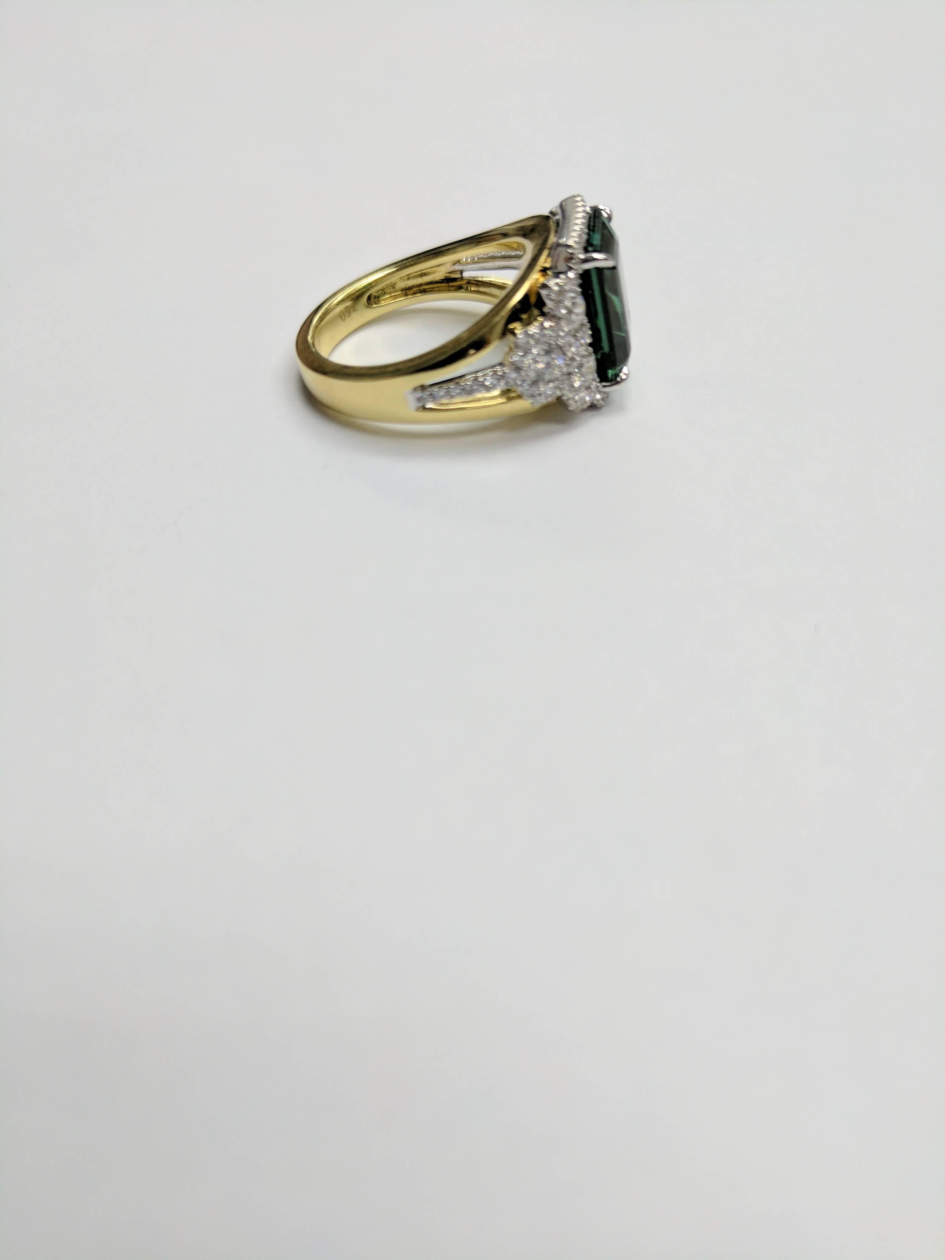 Frederic Sage 4.88 Carat Fine Green Tourmaline Diamond Ring For Sale 1