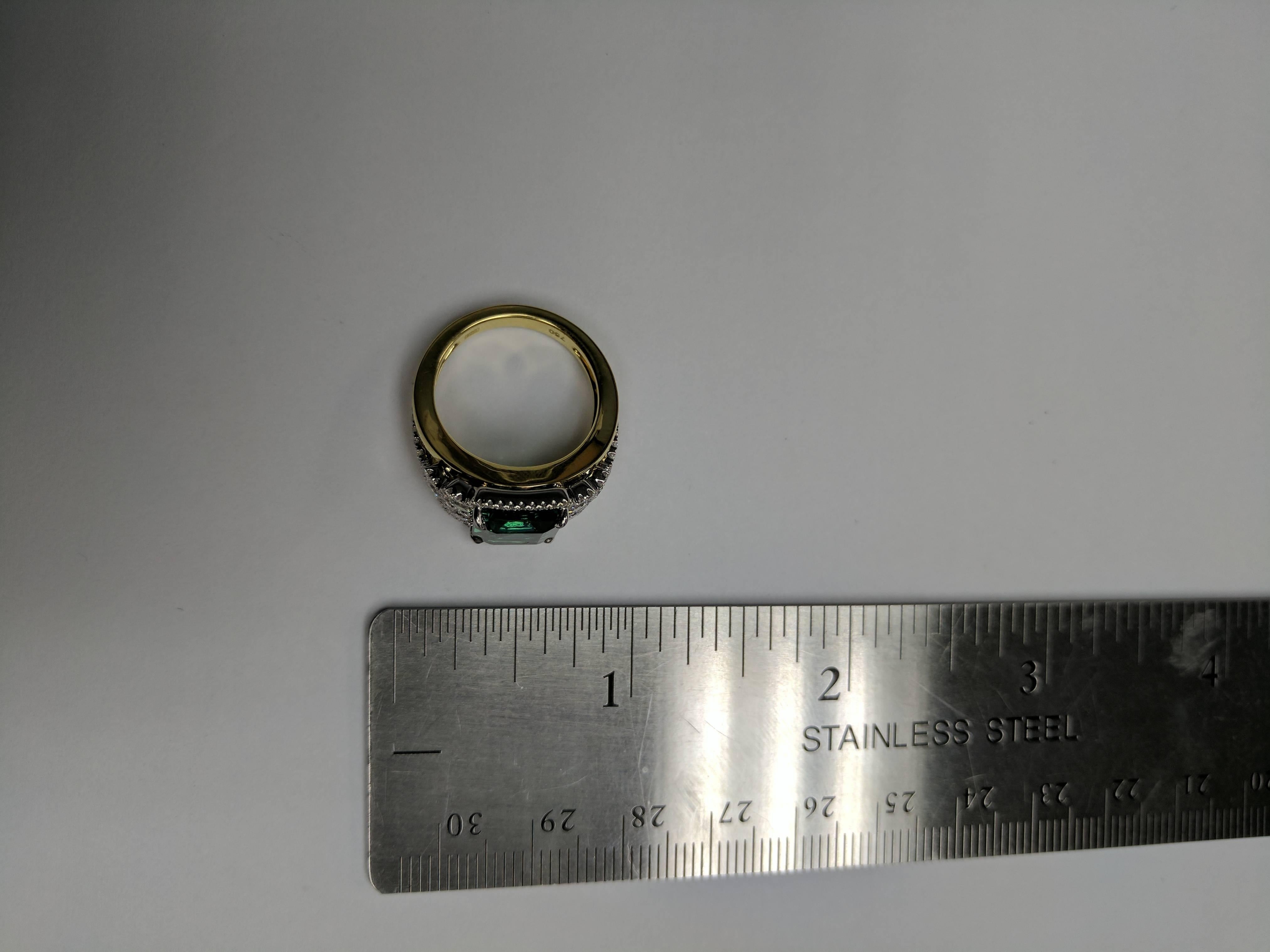 Frederic Sage 4.88 Carat Fine Green Tourmaline Diamond Ring For Sale 4