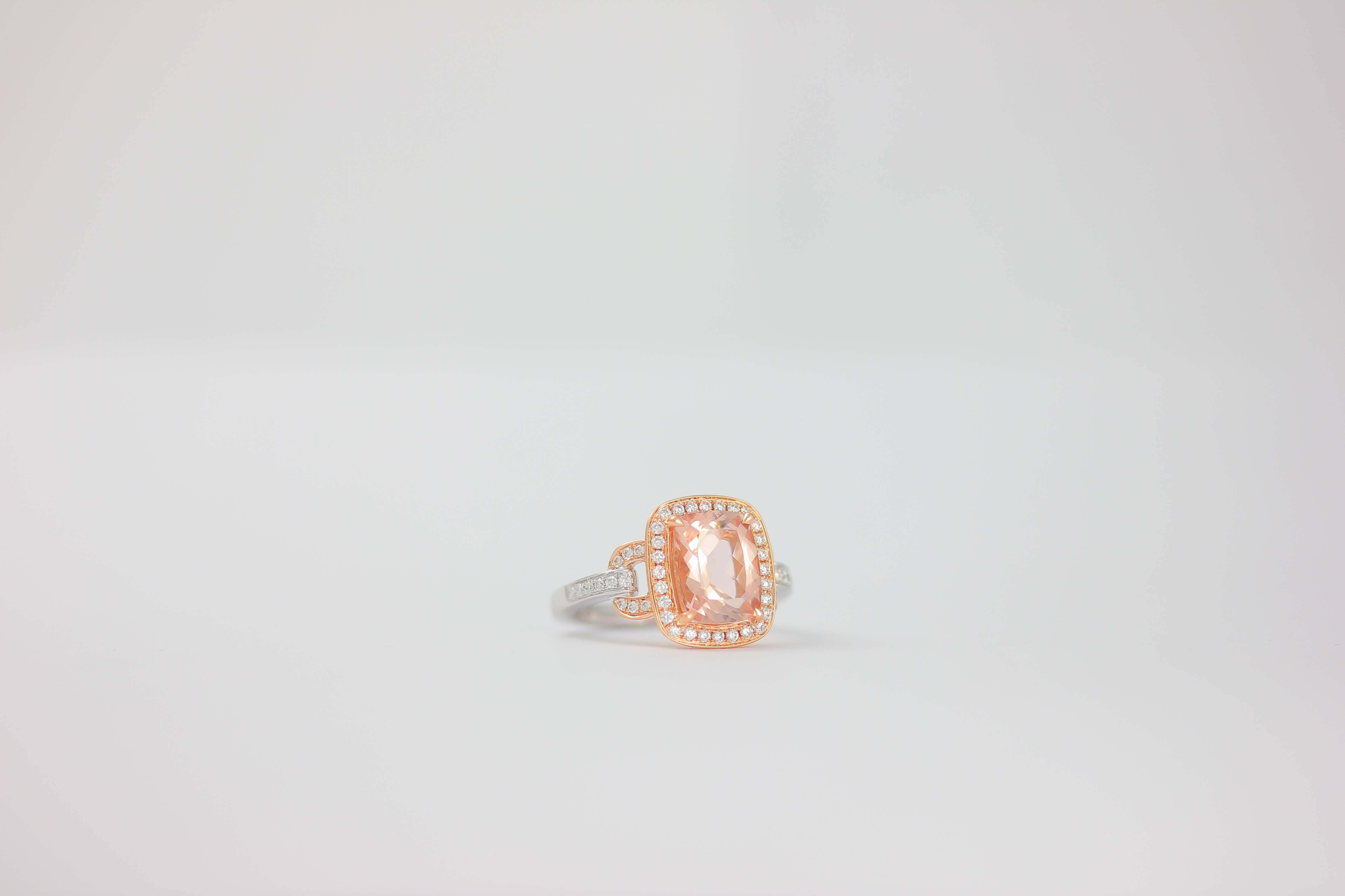 Frederic Sage 2.50 Carat Morganite Diamond Ring In New Condition In New York, NY