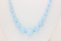 Frederic Sage Natural Aquamarine Beads Necklace silver clasp
