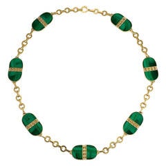 Collana in oro con malachite italiana