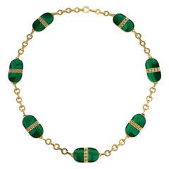 Italian Malachite Gold Necklace