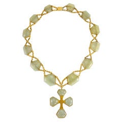 Antique Serpentine Gold Necklace with Cross Pendant