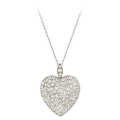 Vintage Edwardian Diamond Gold Platinum Heart Pendant