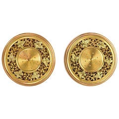 Antique Three-Color Gold Clip Earrings