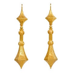 English Antique Gold Day-to-Evening Earrings