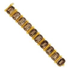 Antique English Smoky Topaz Gold Bracelet