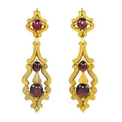 Antique English Gold and Garnet Earrings