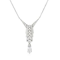 Art Deco Diamond Platinum Lavalier Retailed by Garrard 9
