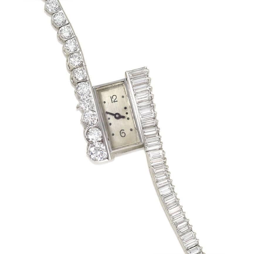 Boucheron Platinum Yellow Gold Diamond Dress Wristwatch, circa 1950s