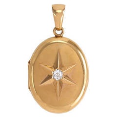 Antique French Diamond Gold Locket Pendant