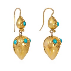 Antique gold and turquoise amphorae earrings