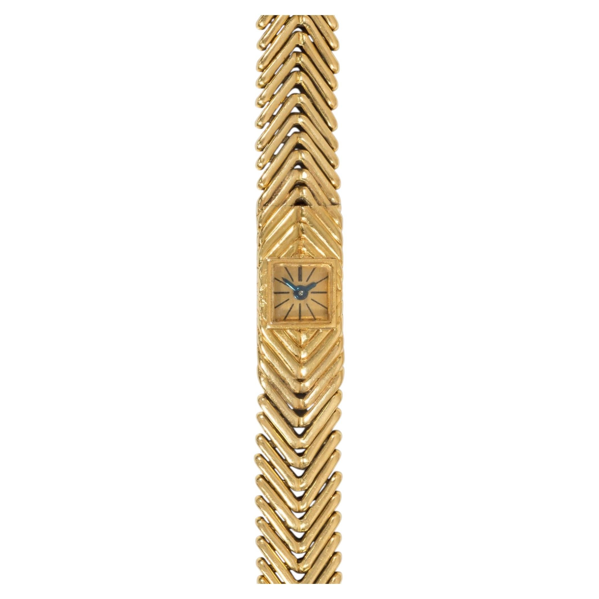 Hermes, Paris "Angel Hair" style gold wristwatch