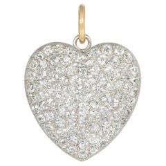 Antique pavé diamond heart pendant