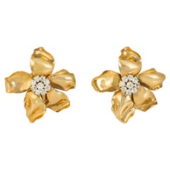 Cartier, Paris – Retro-Ohrringe aus Gold und Diamanten in Blumenform